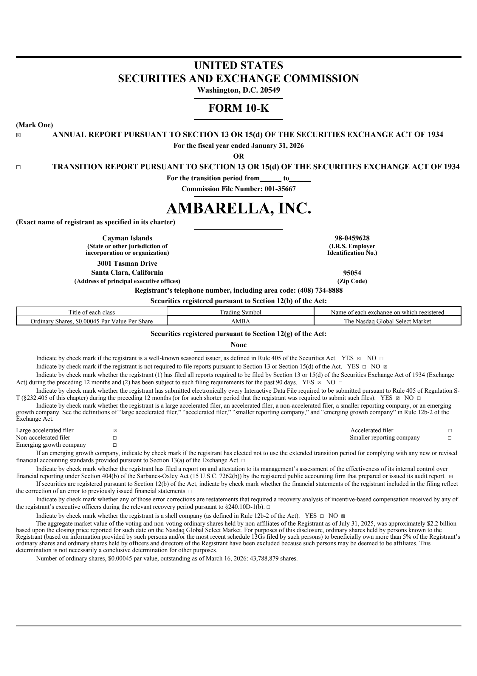 Ambarella's Q4 2026 Annual report