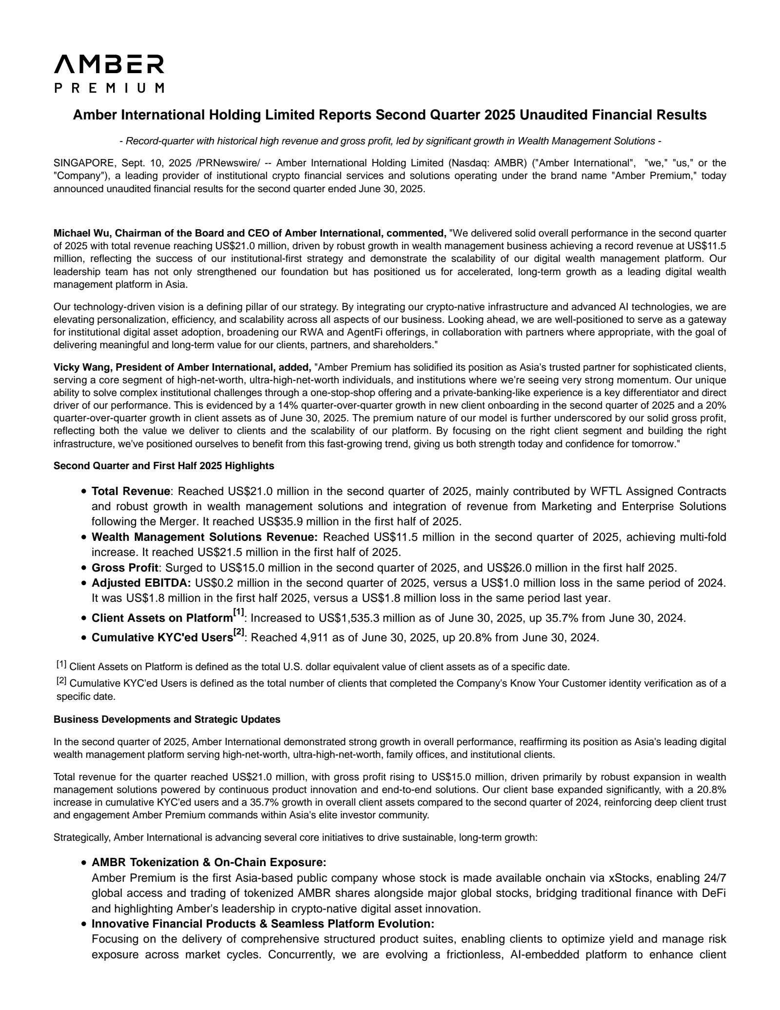 Amber International's Q2 2025 Earnings Release