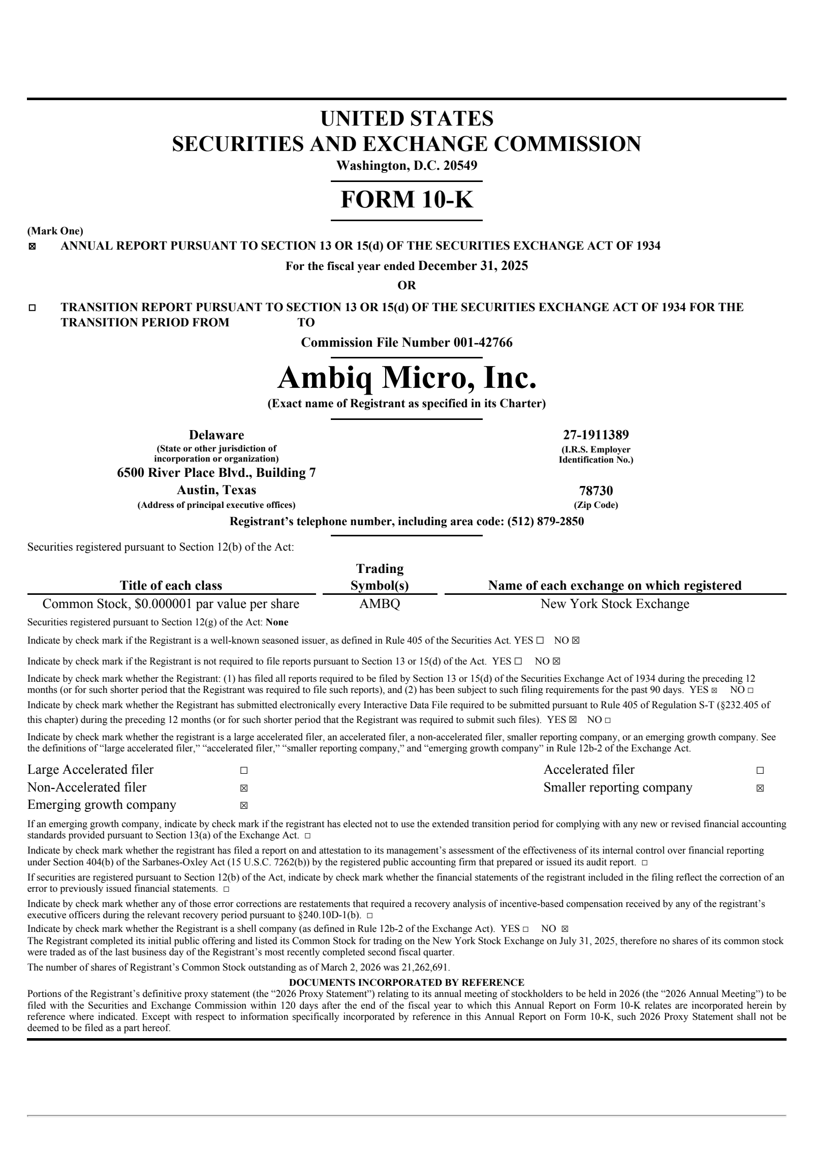 Ambiq Micro's Q4 2025 Annual report