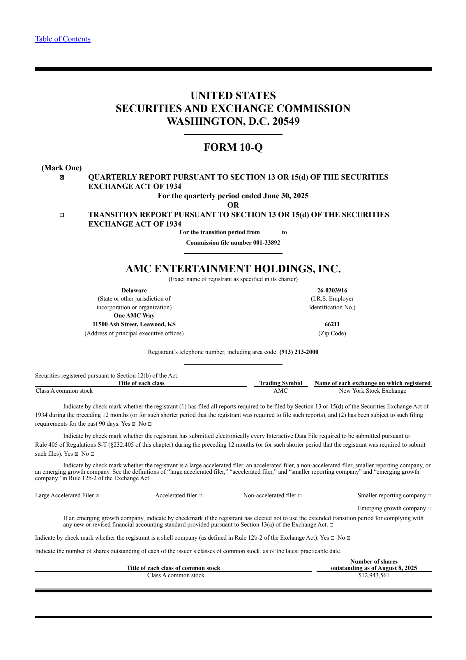 AMC Entertainment's Q2 2025 Quarterly report