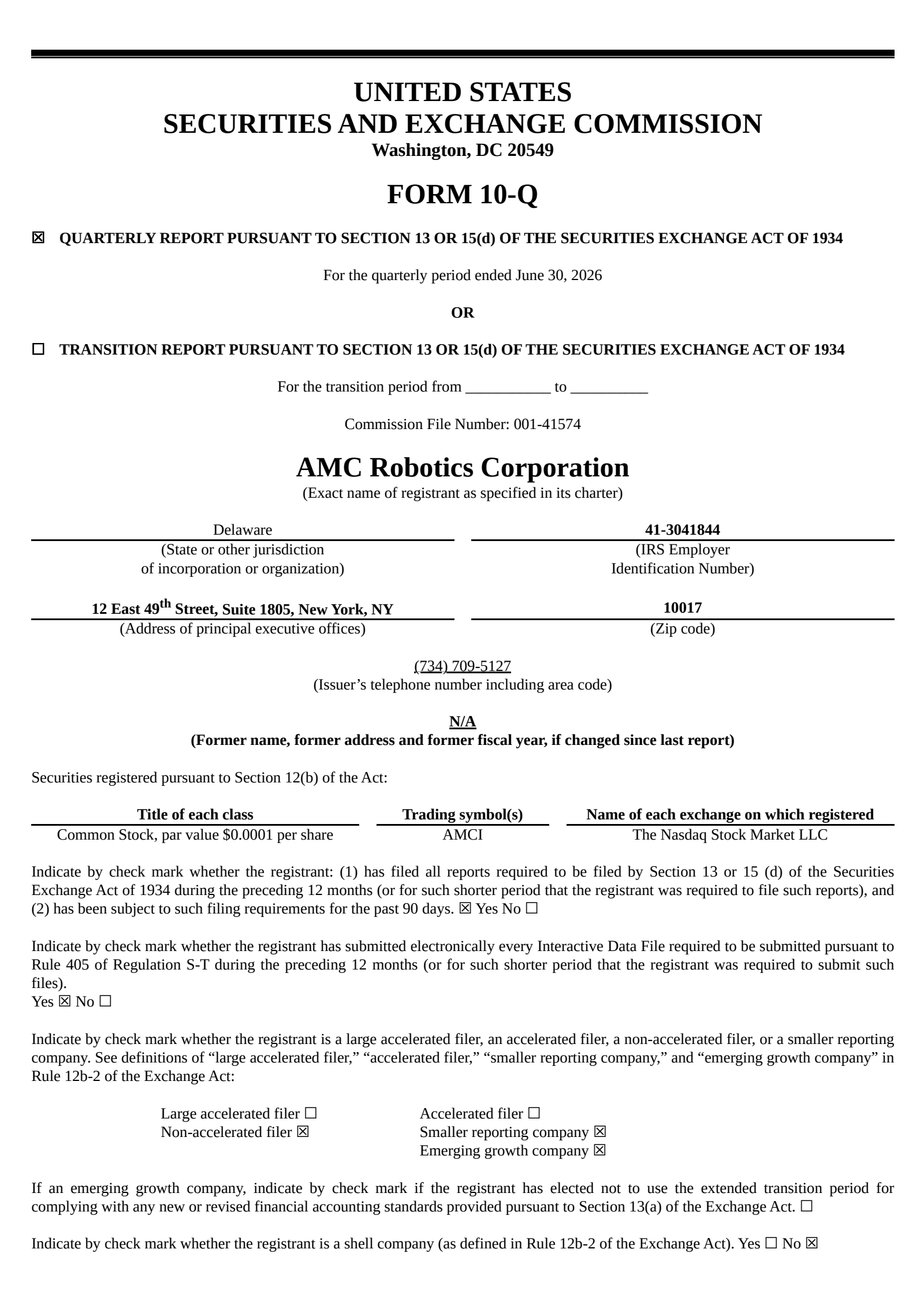 AMCI Acquisition's Q2 2026 Quarterly report