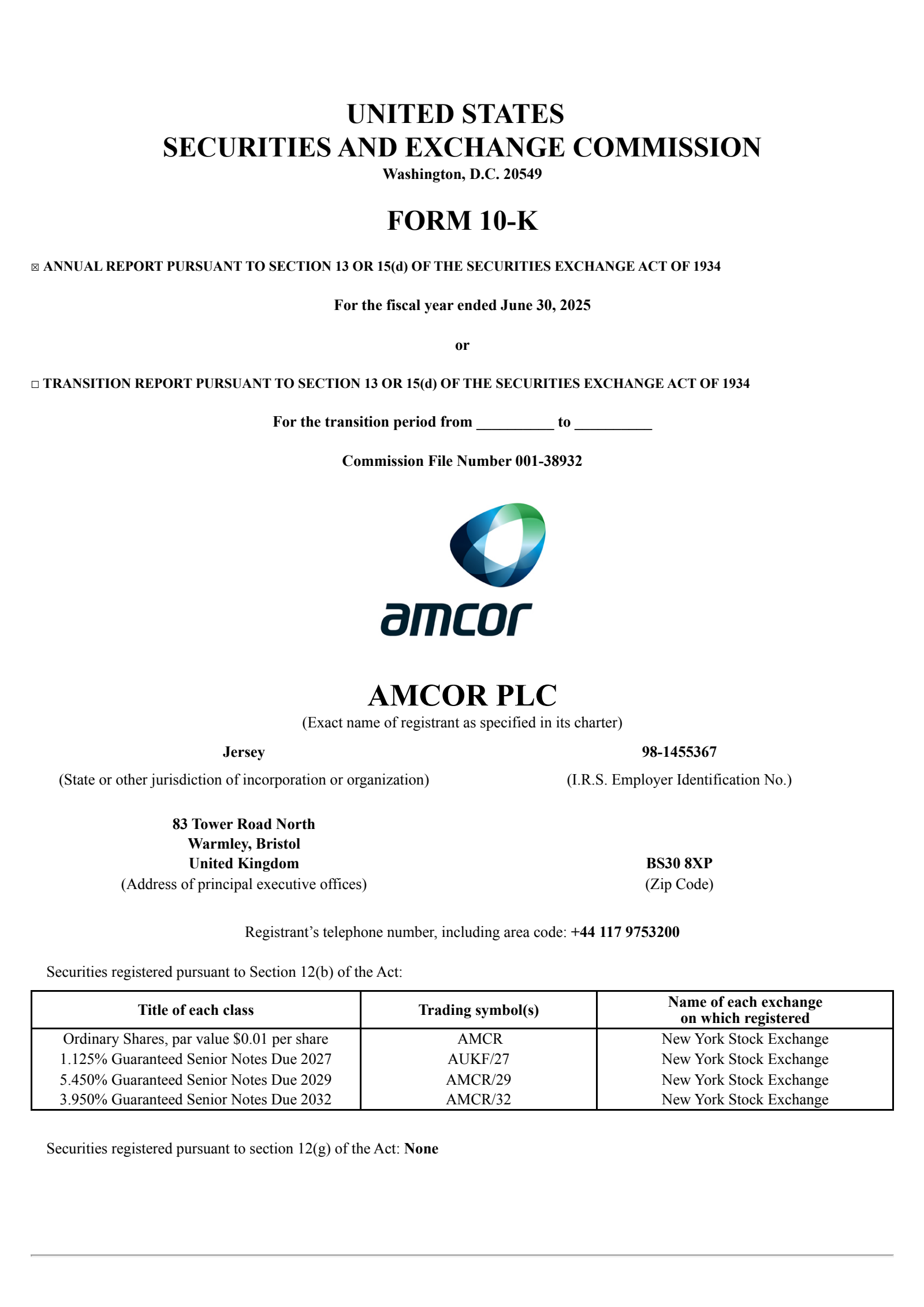 Amcor's Q4 2025 Annual report