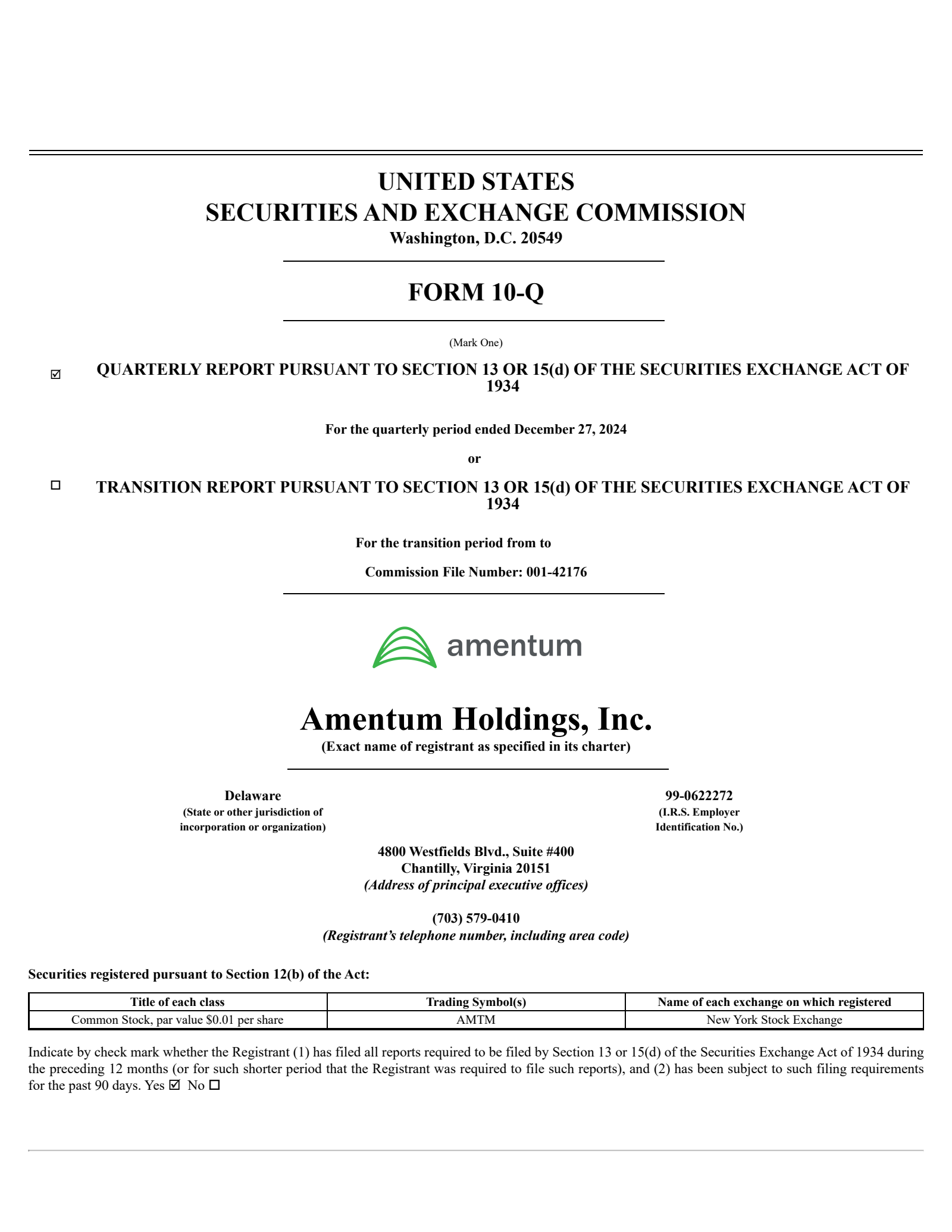 Amentum's Q1 2025 Quarterly Report