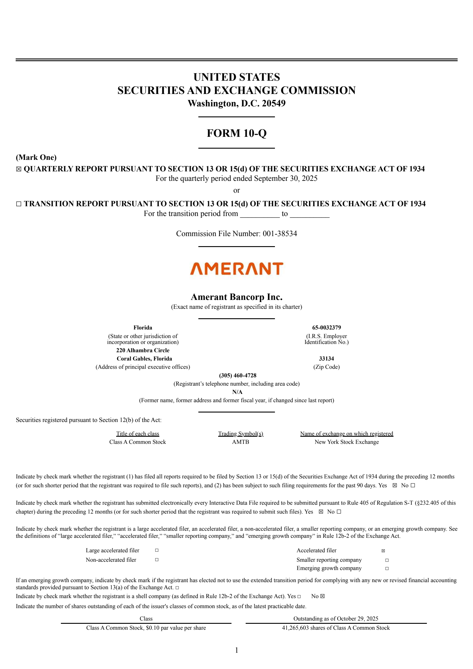 Amerant Bancorp's Q3 2025 Quarterly Report