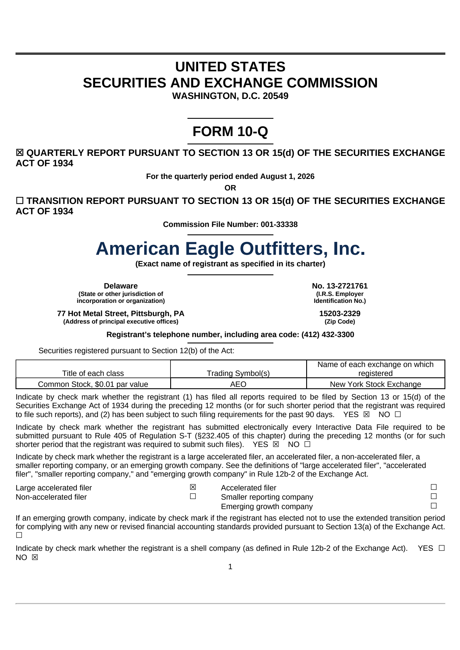 American Eagle Outfitters' Q2 2026 Quarterly report