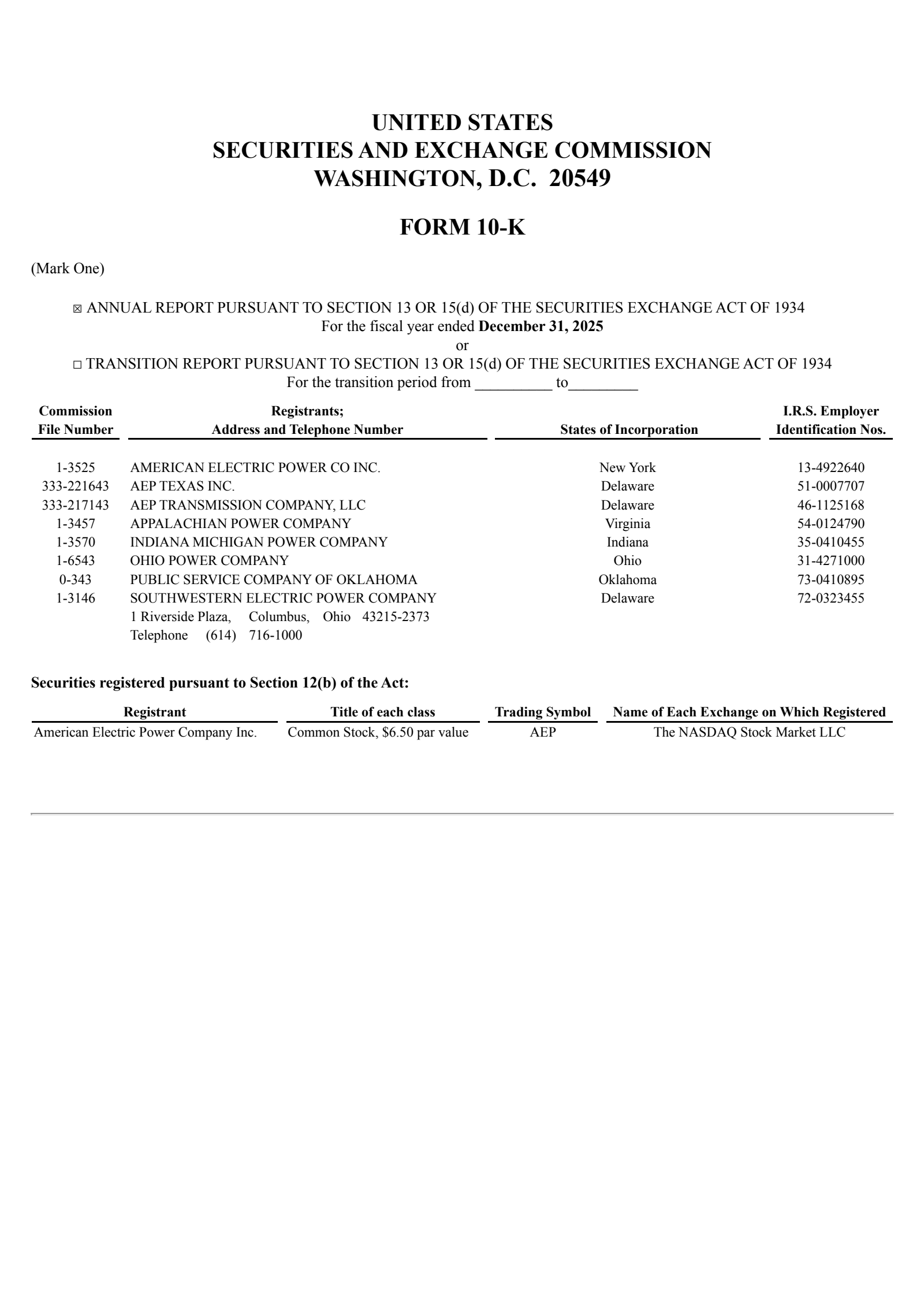 American Electric Power's Q4 2025 Annual report