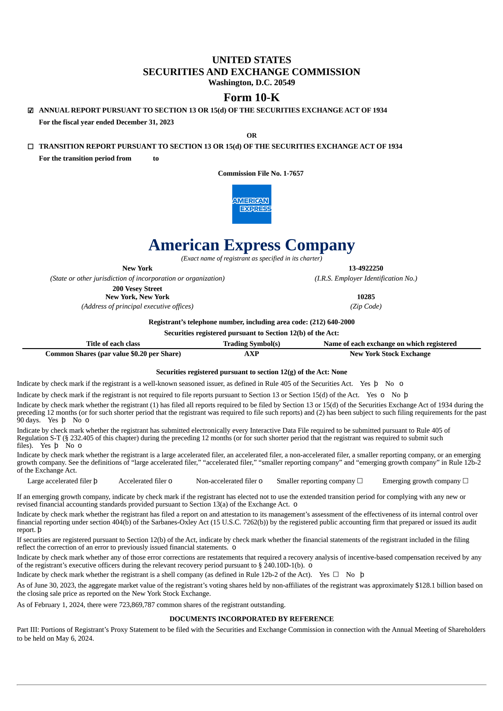 American Express' Q4 2023 Annual report