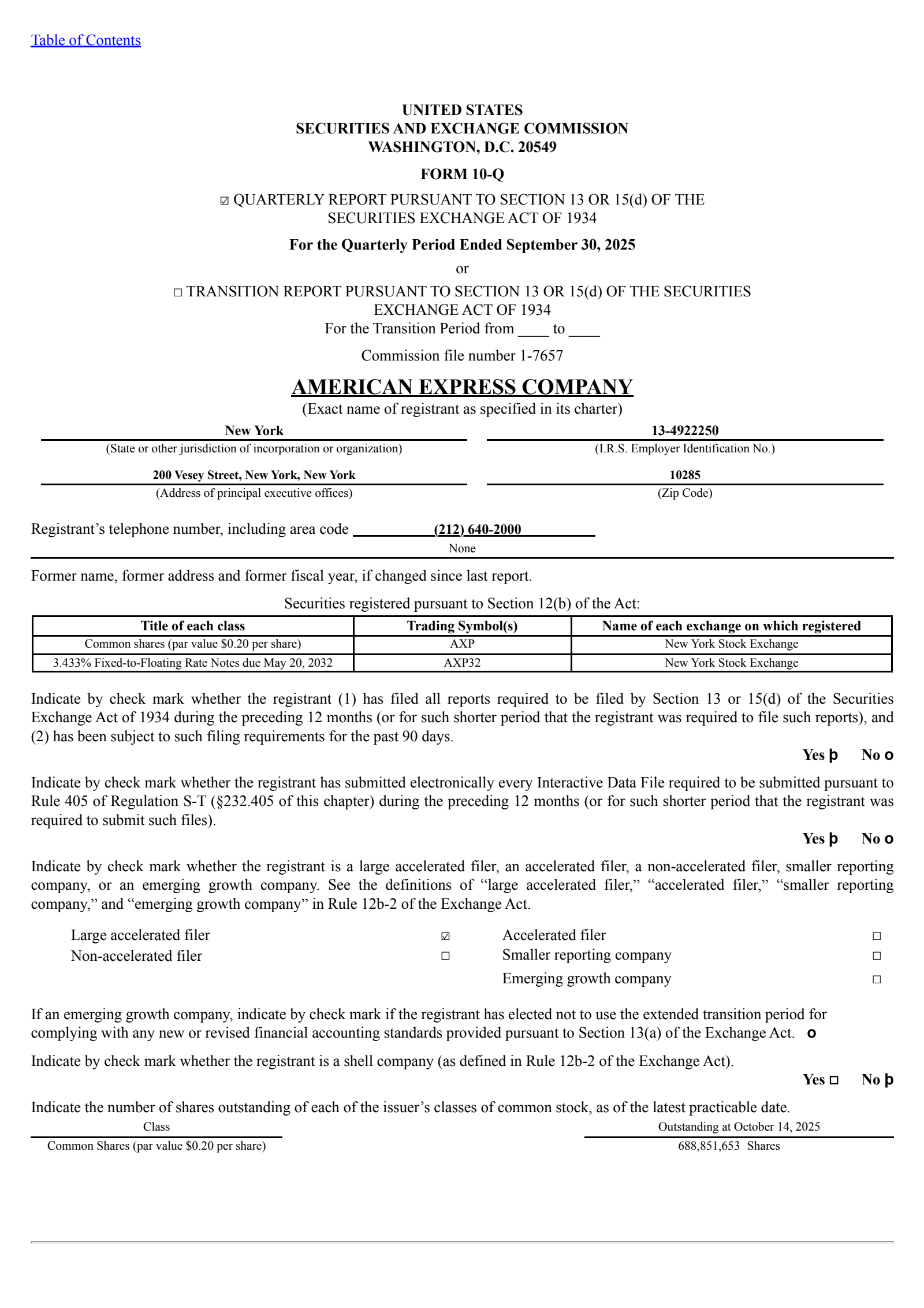 American Express' Q3 2025 Quarterly Report