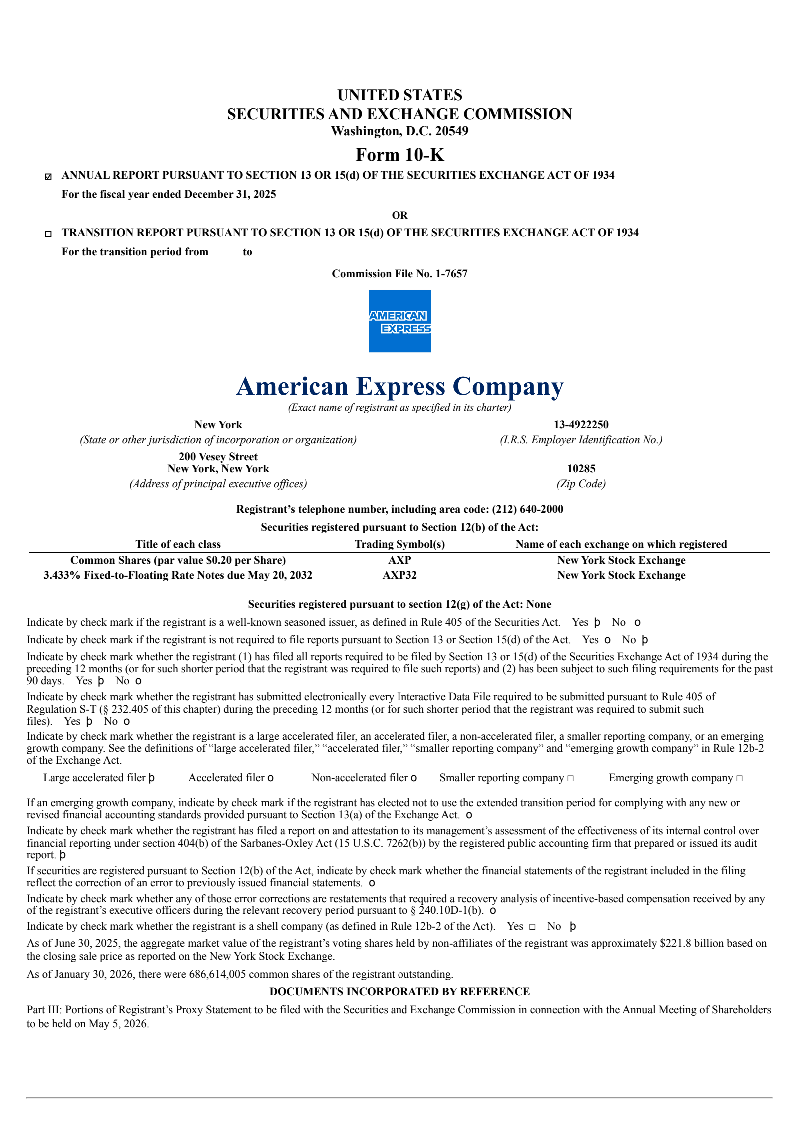 American Express' Q4 2025 Annual report