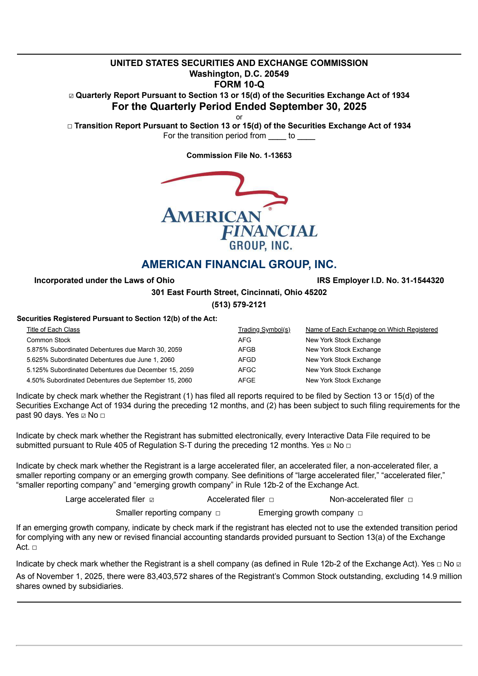 American Financial Group's Q3 2025 Quarterly Report