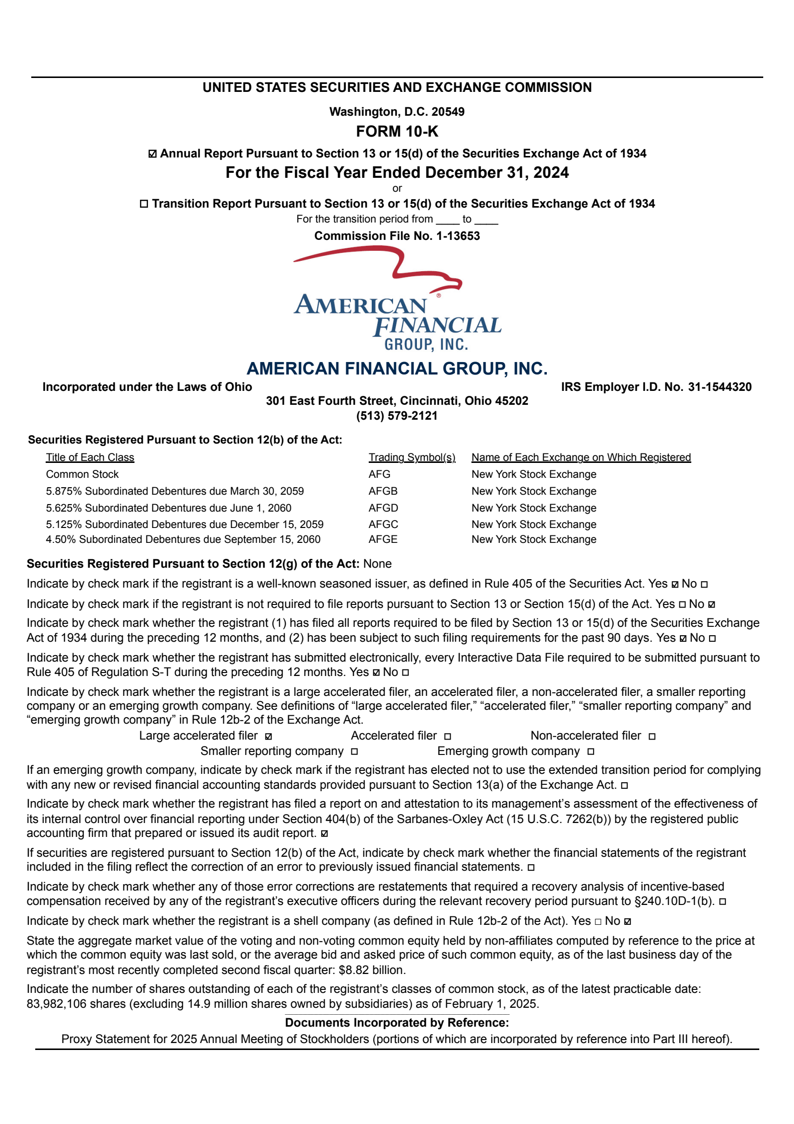Afg Financial Comp AFG Q4 2024 Earnings Report on 2/4/2025