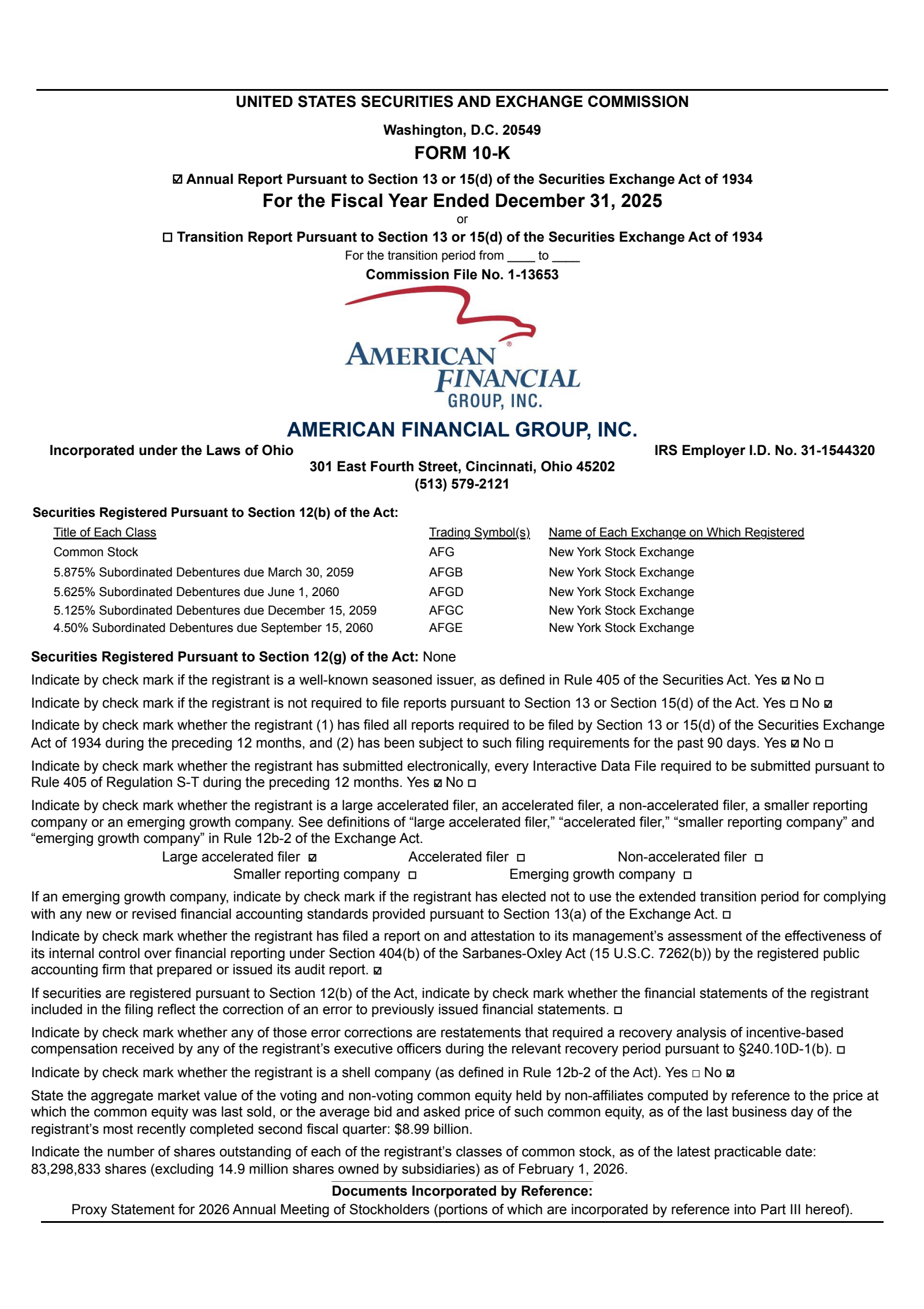 American Financial Group's Q4 2025 Annual report