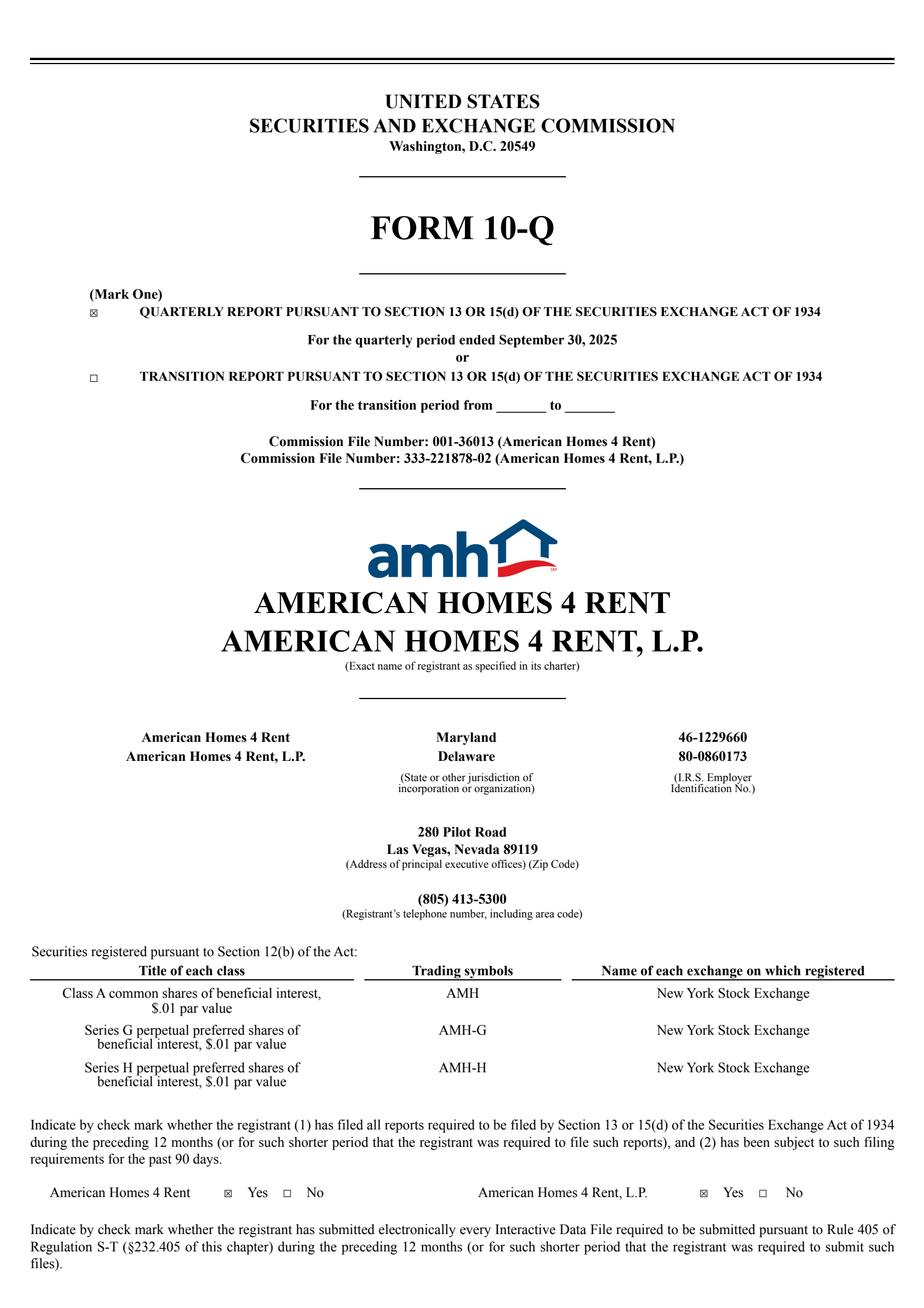 American Homes 4 Rent's Q3 2025 Quarterly Report