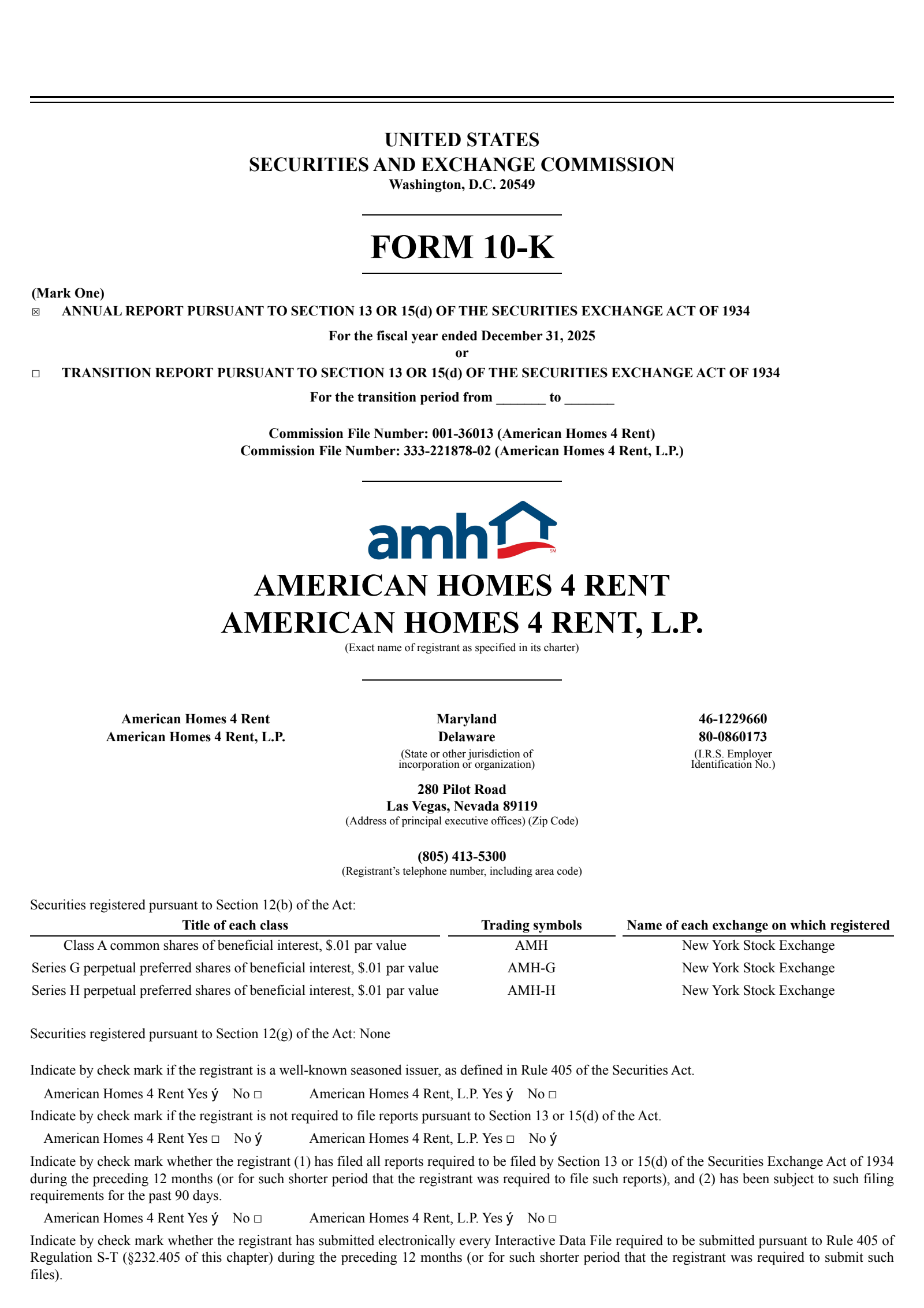 American Homes 4 Rent's Q4 2025 Annual report