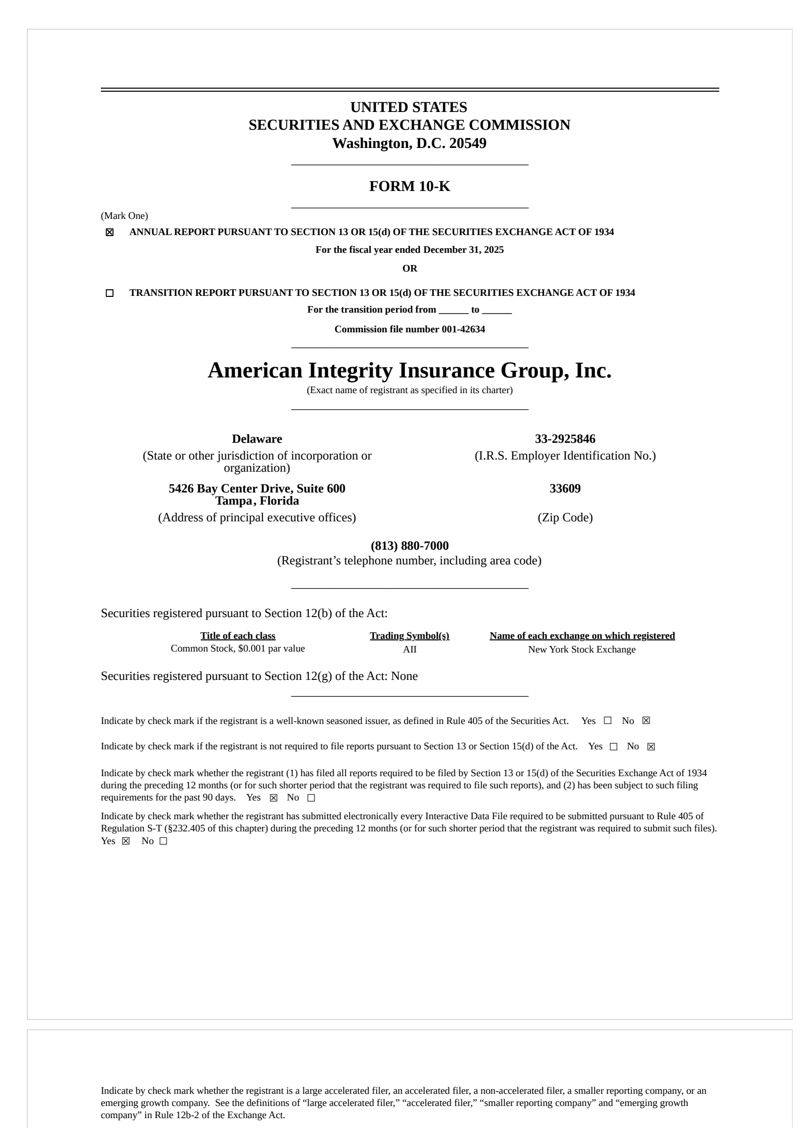 American Integrity Insurance Group's Q4 2025 Annual report