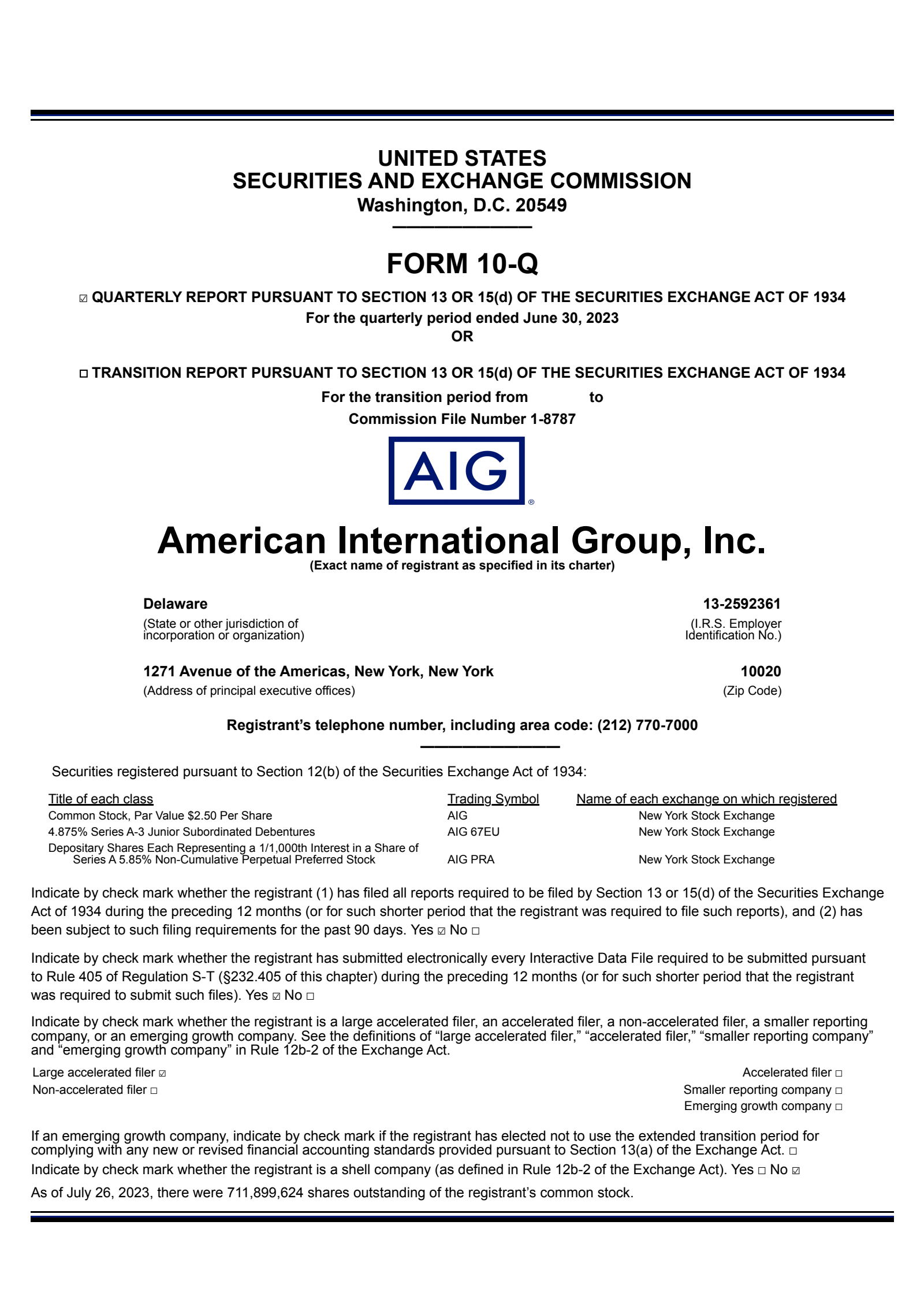 American International Group's Q2 2023 Quarterly report