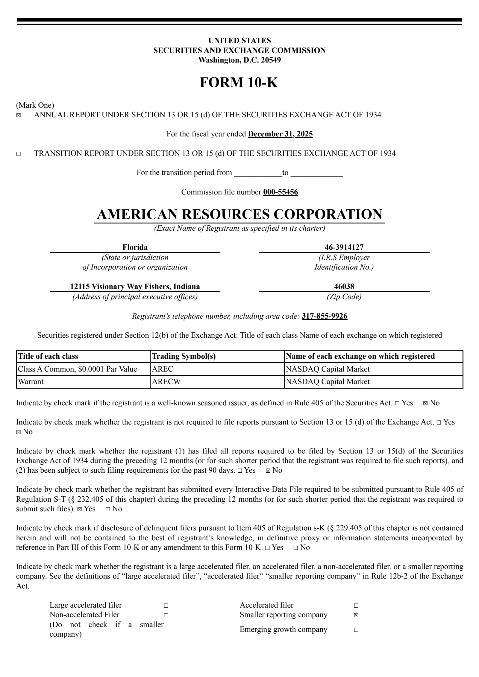 American Resources' Q4 2025 Annual report