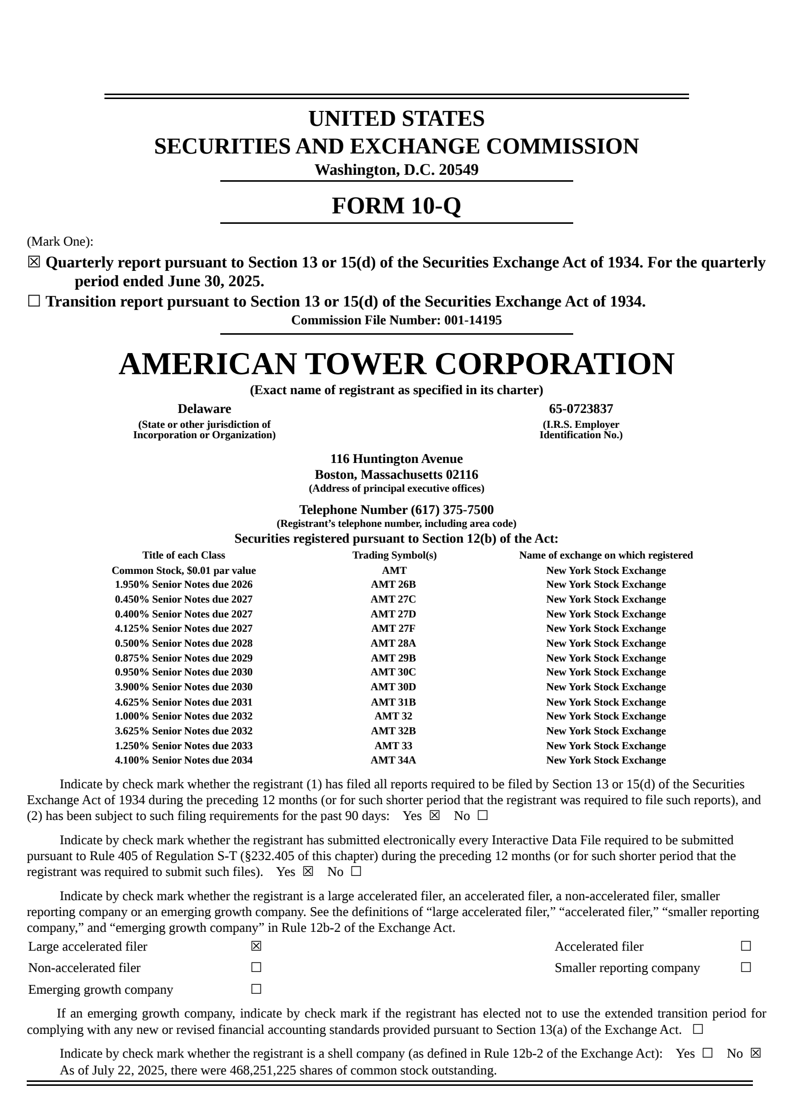 American Tower's Q2 2025 Quarterly report