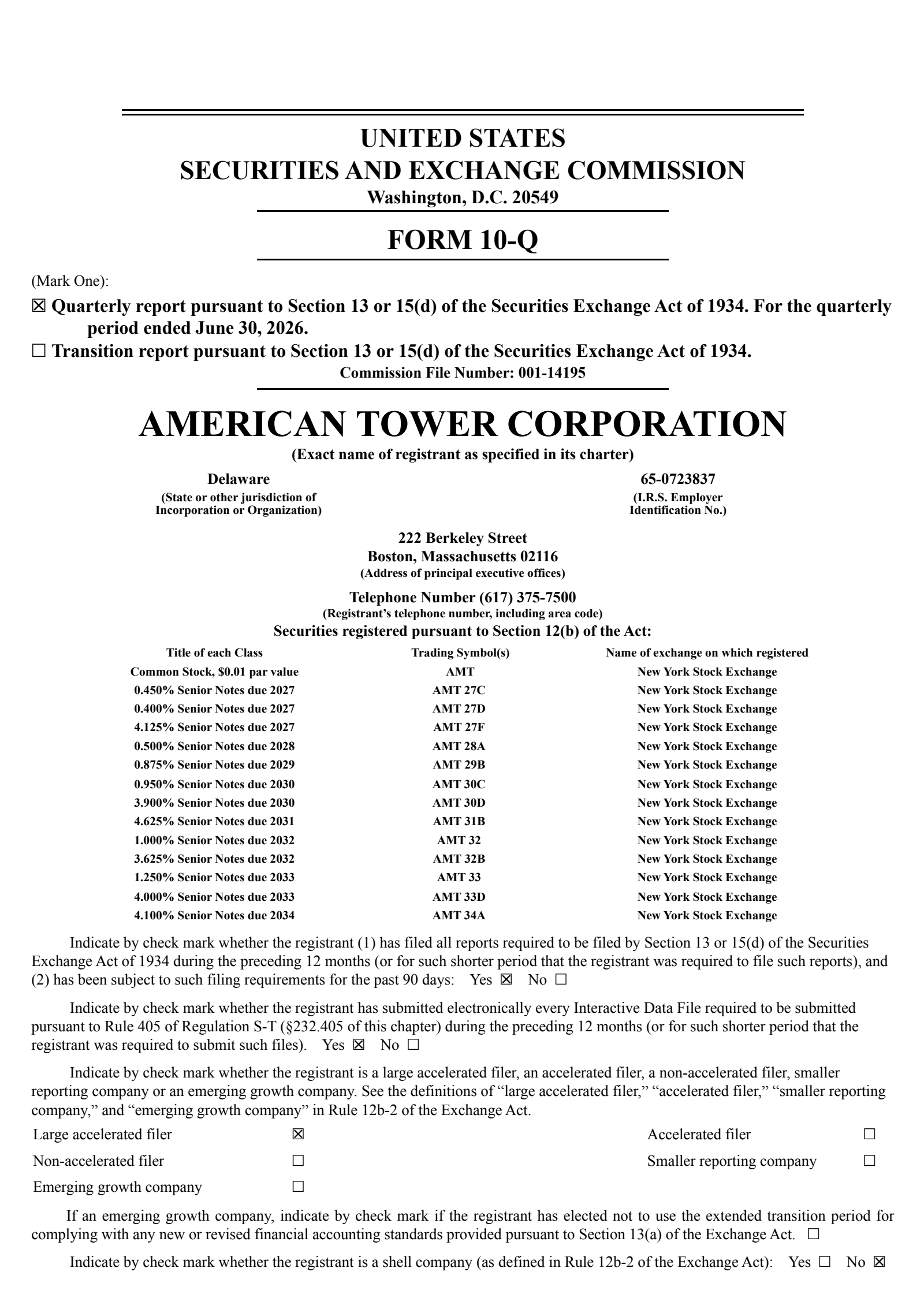 American Tower's Q2 2026 Quarterly report