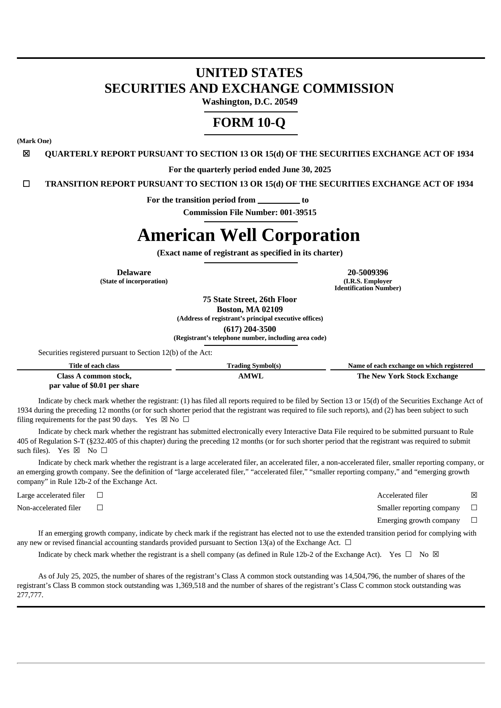 American Well's Q2 2025 Quarterly report