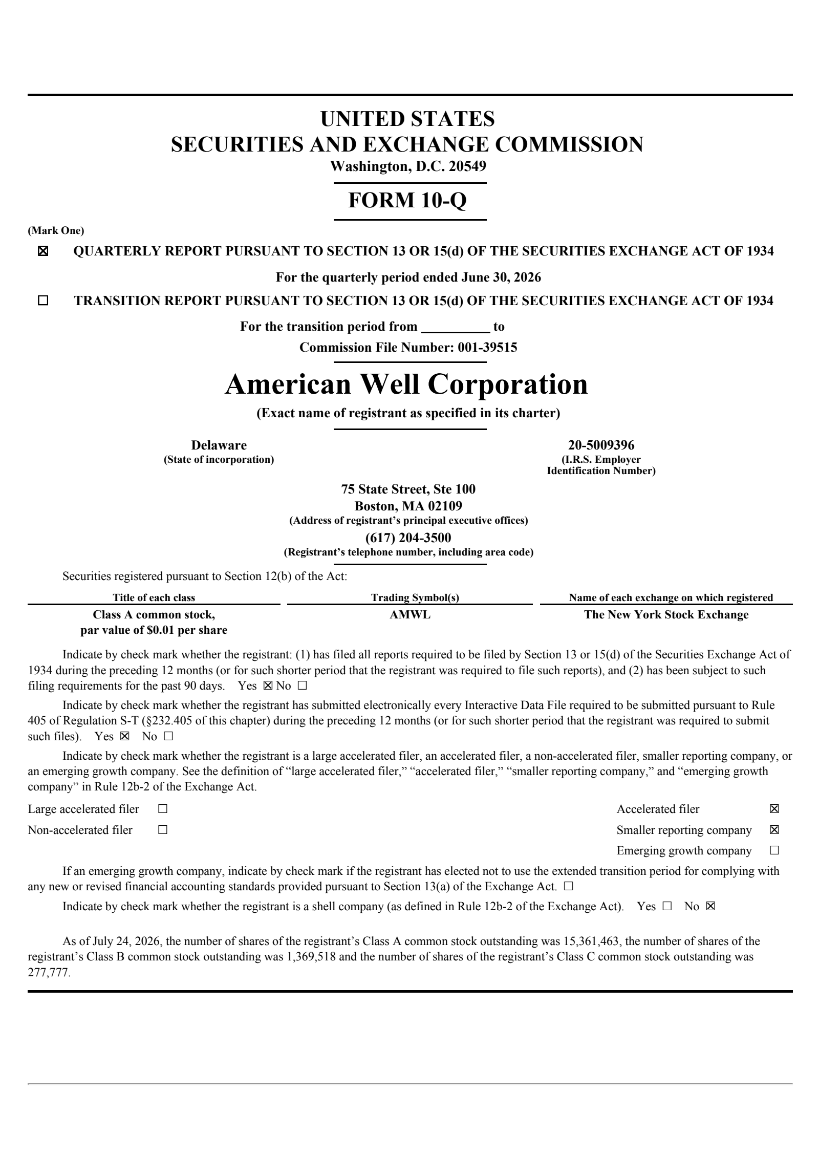 American Well's Q2 2026 Quarterly report