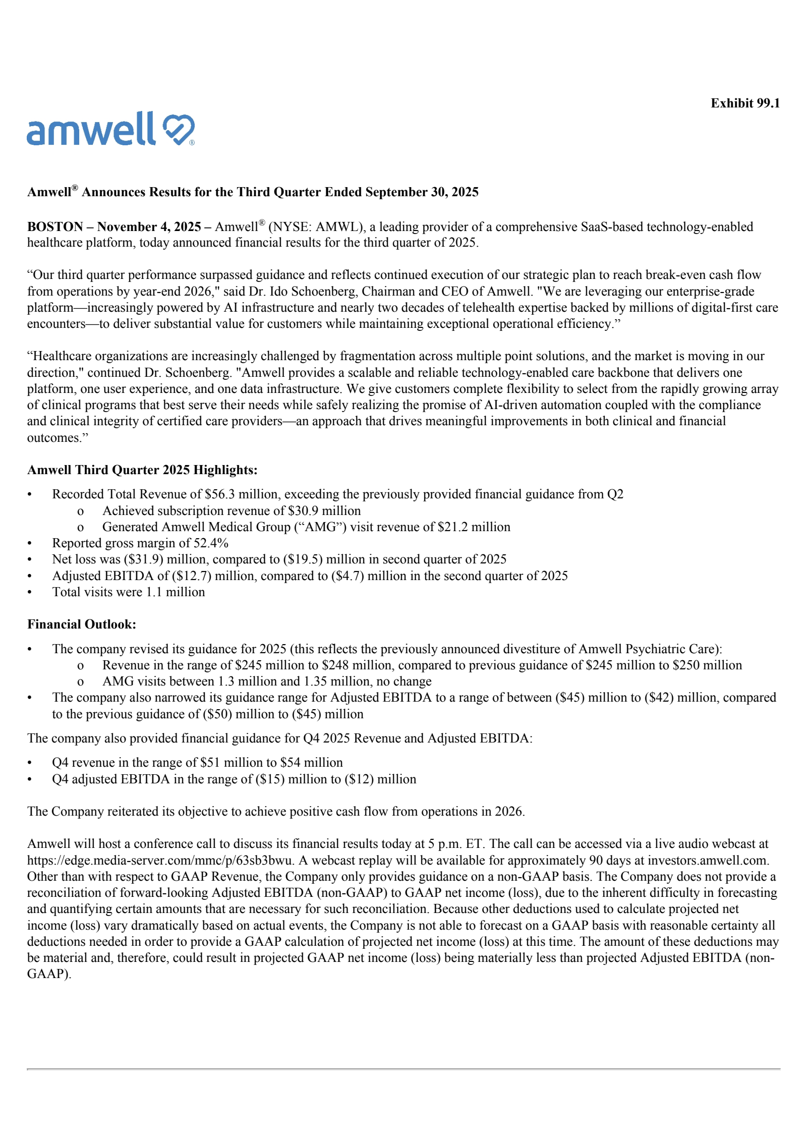 American Well's Q3 2025 Earnings Release