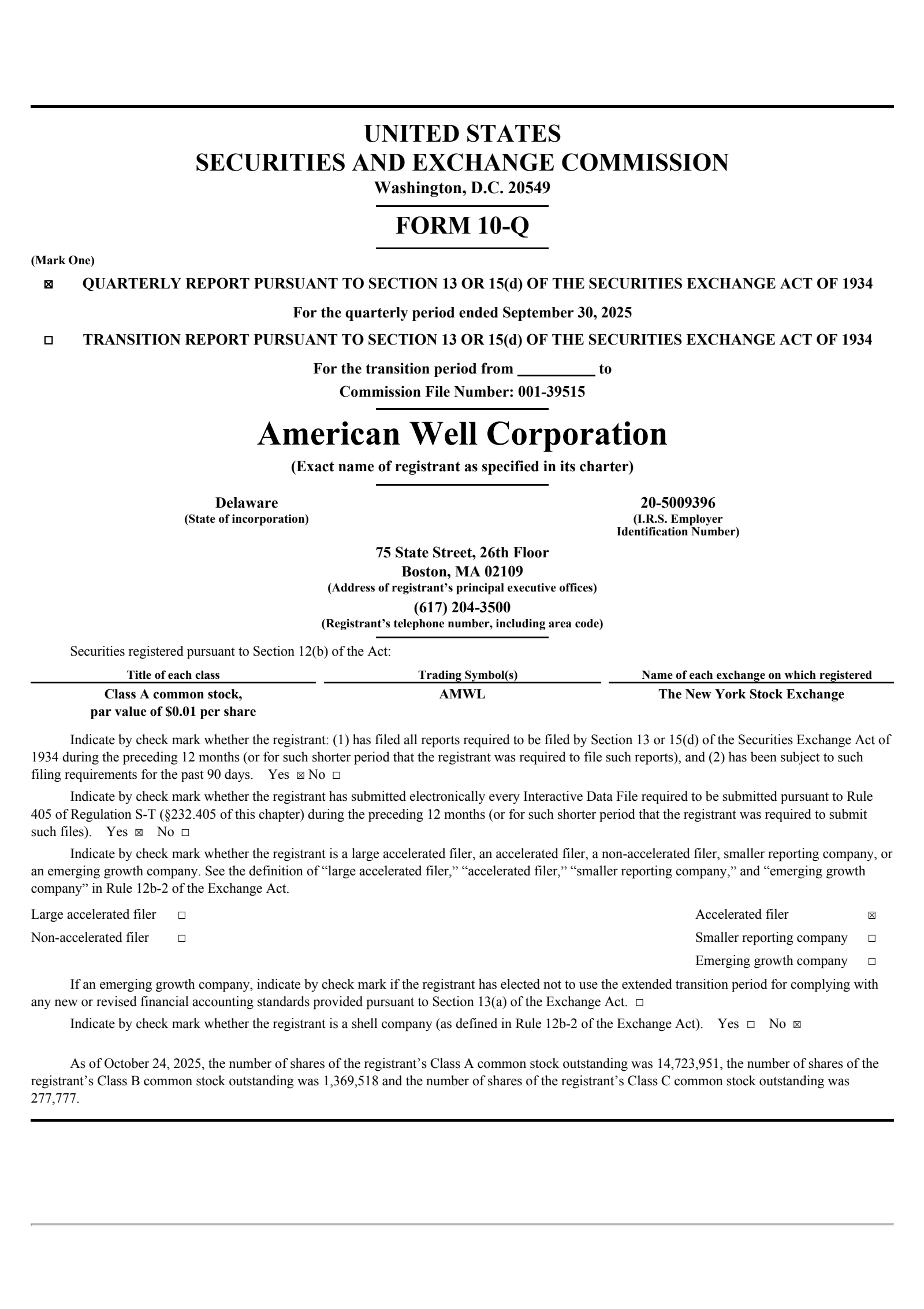American Well's Q3 2025 Quarterly Report