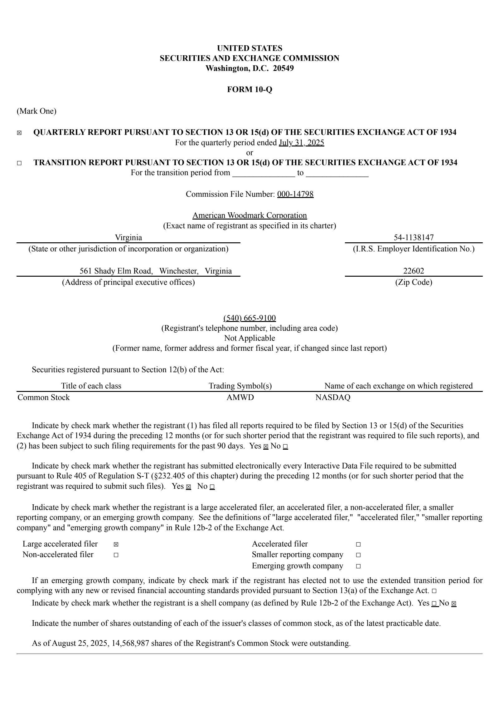 American Woodmark's Q1 2026 Quarterly report