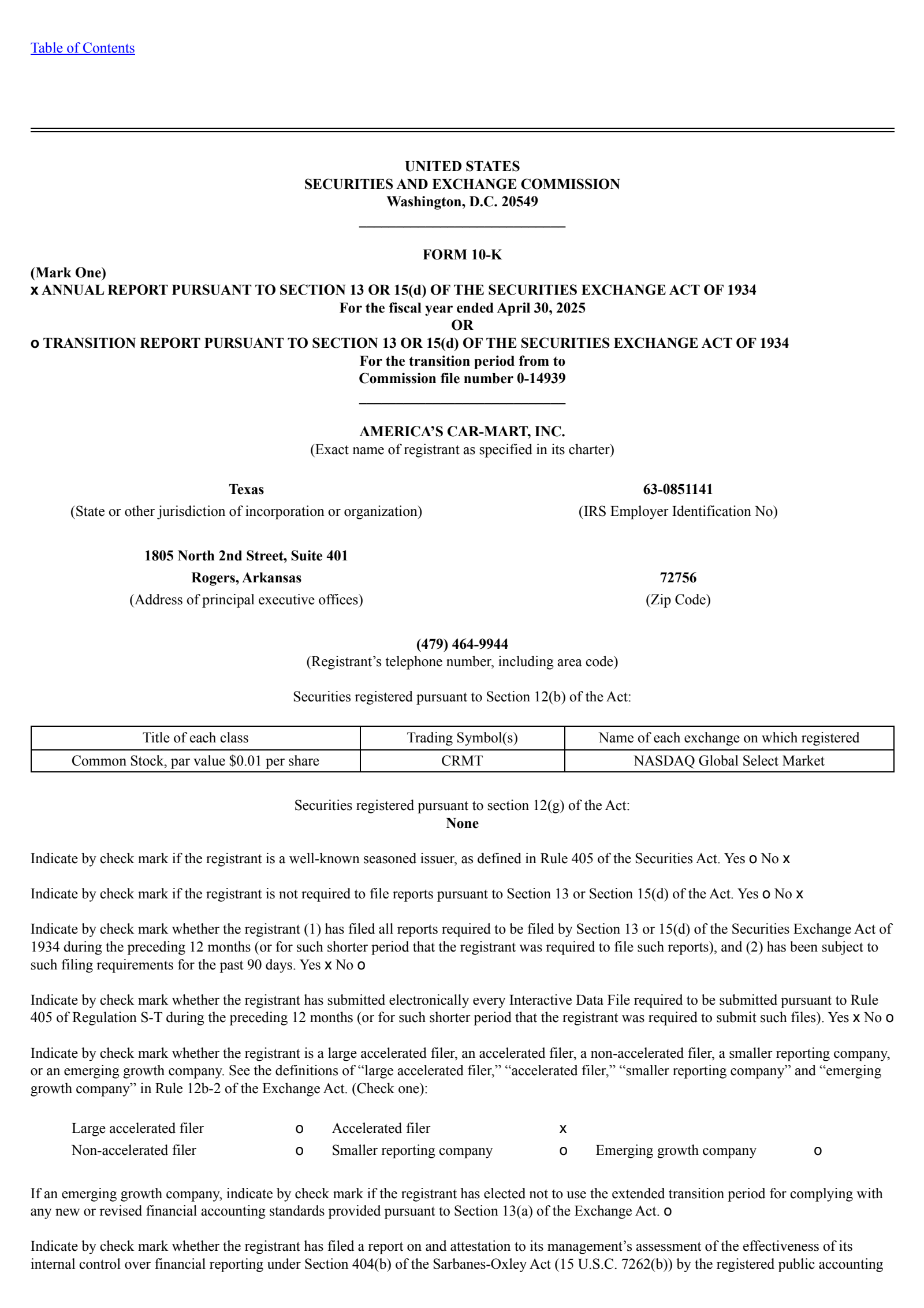 America's Car-Mart's Q4 2025 Annual report