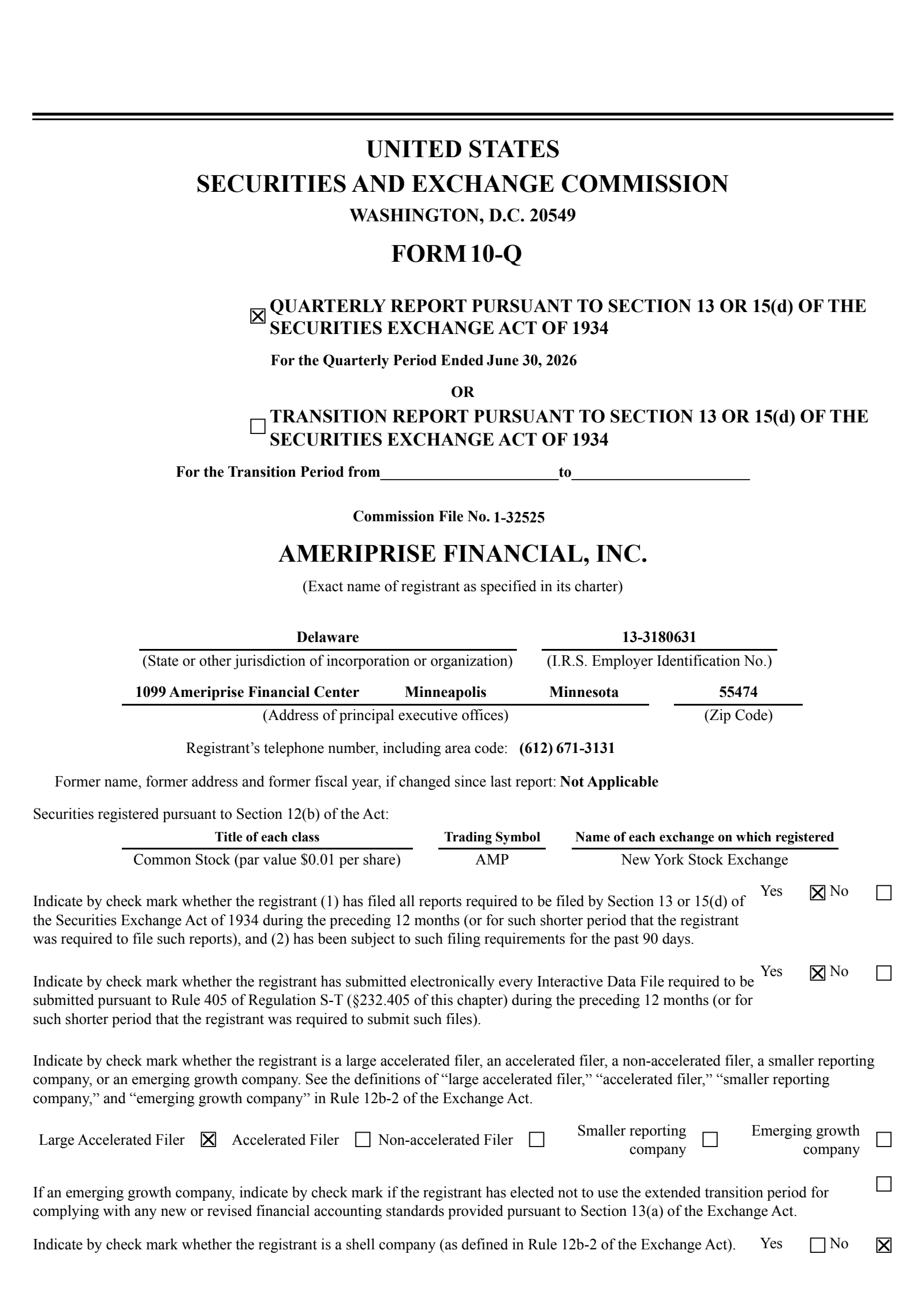 Ameriprise Financial's Q2 2026 Quarterly report