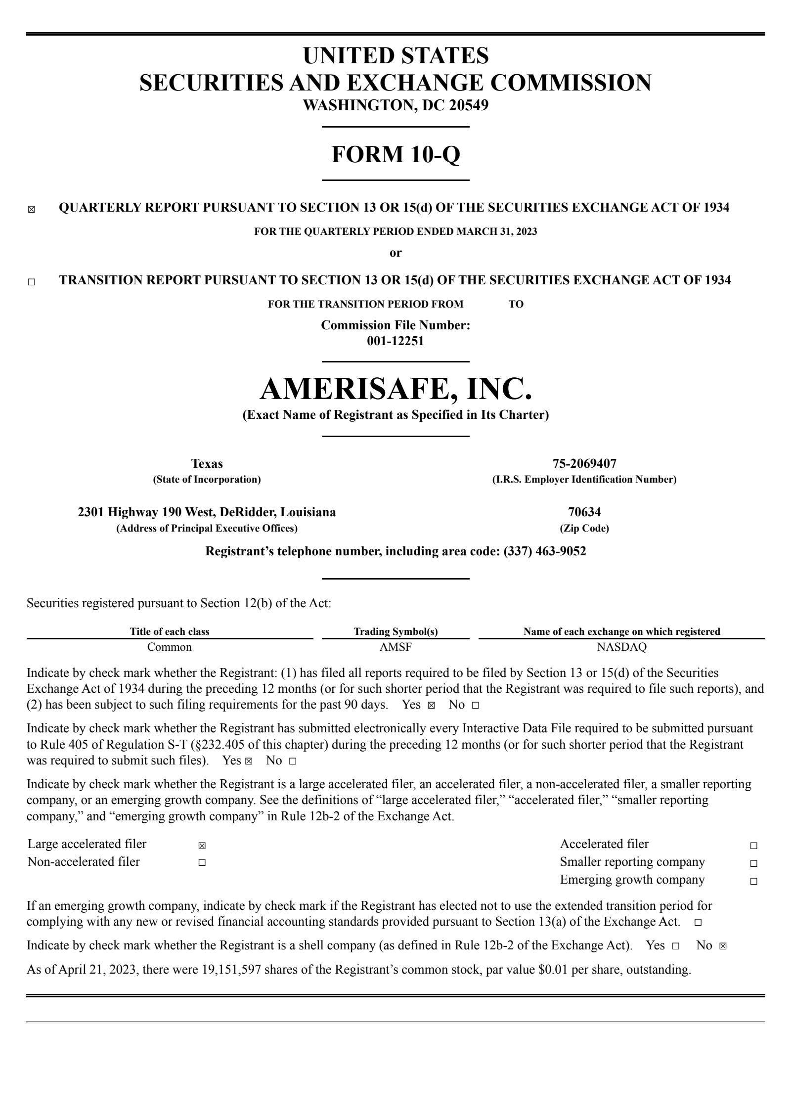 AMERISAFE's Q1 2023 Quarterly report