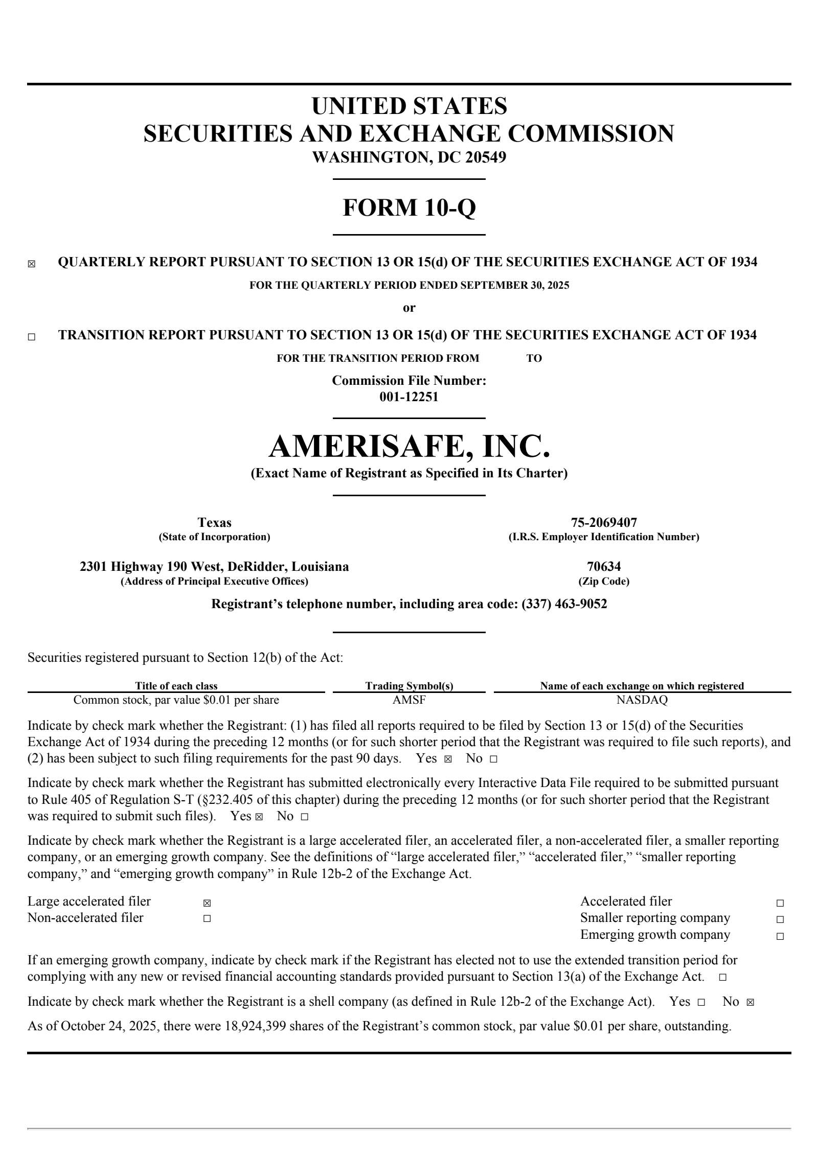 AMERISAFE's Q3 2025 Quarterly Report