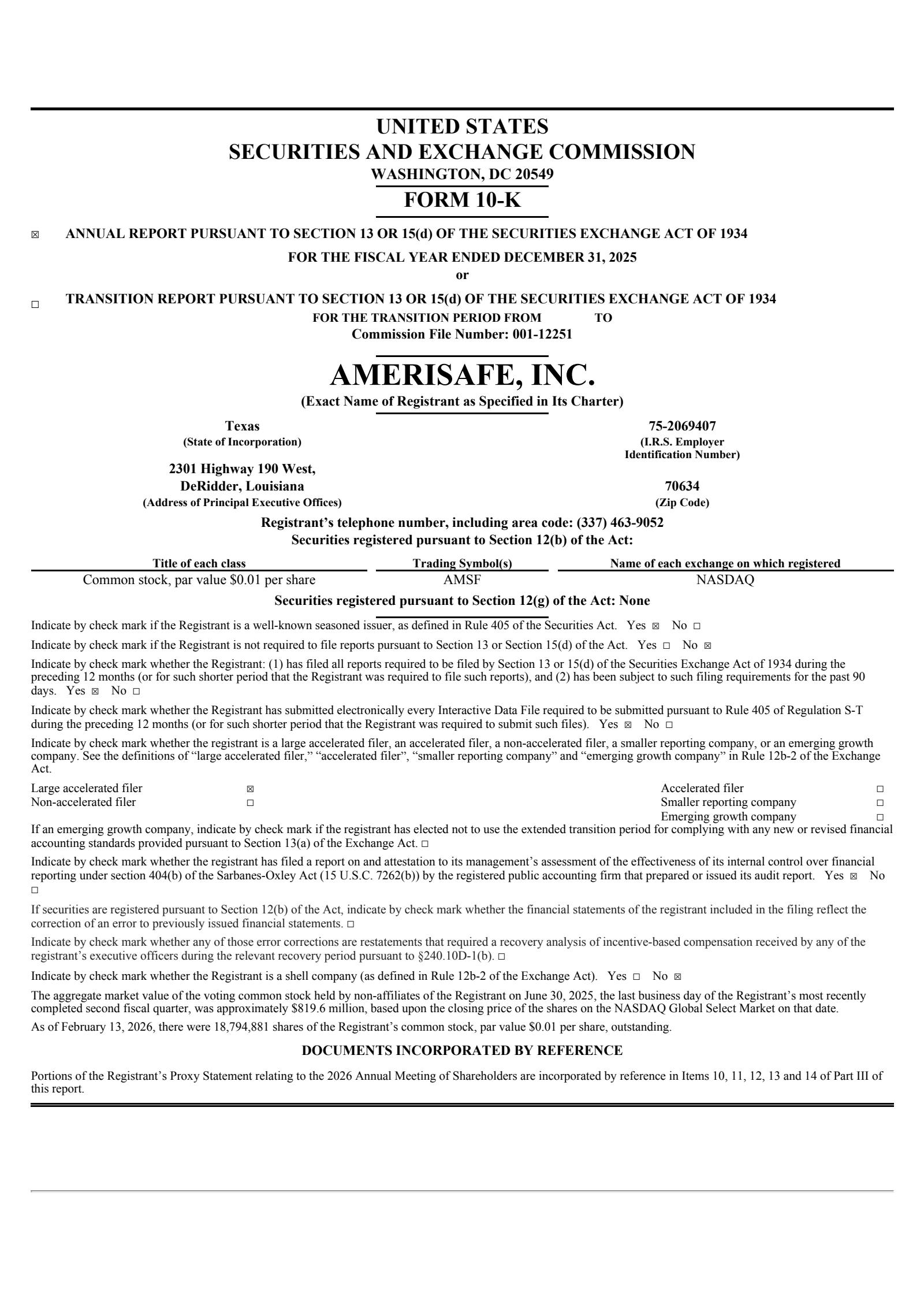 AMERISAFE's Q4 2025 Annual report