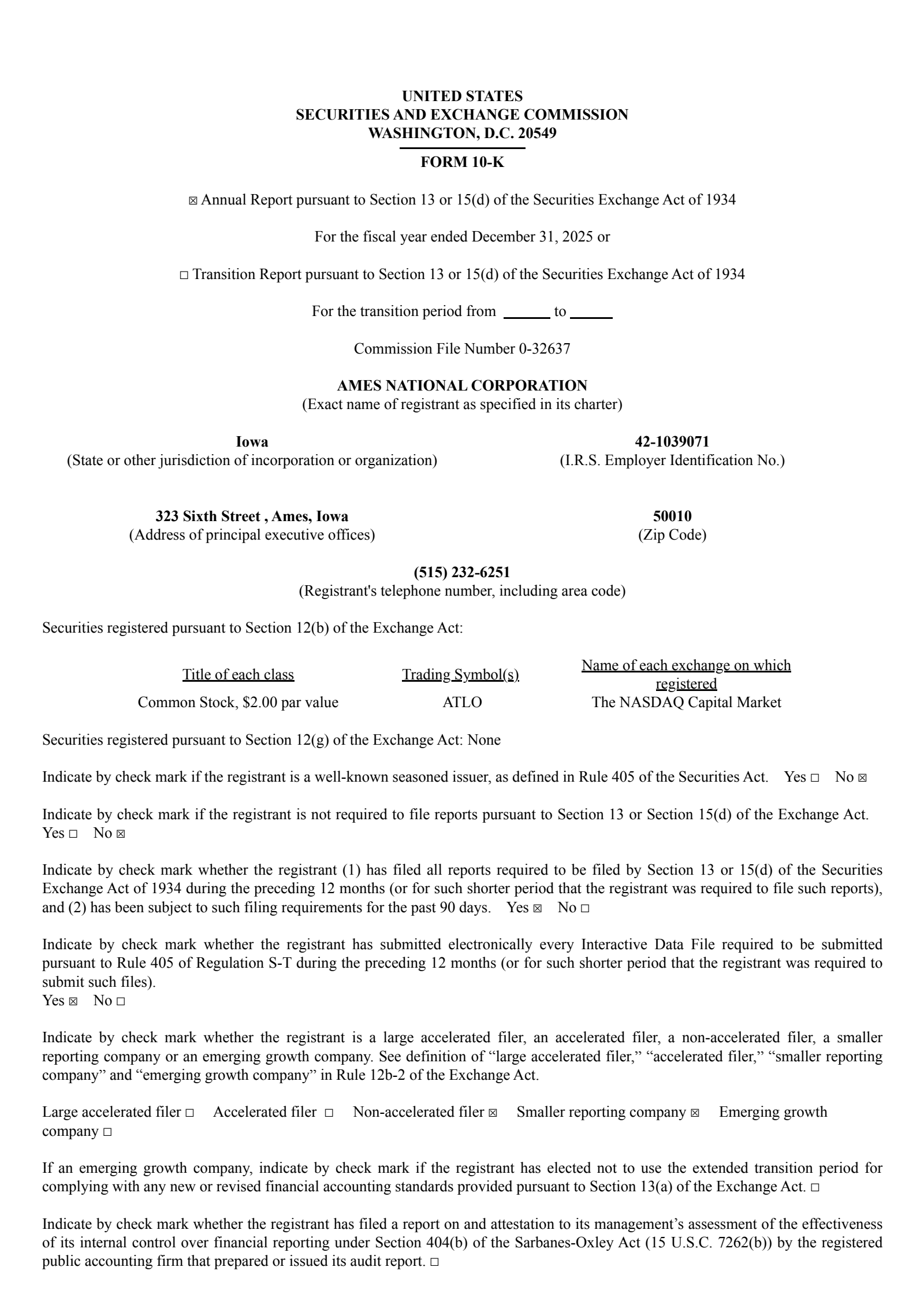 Ames National's Q4 2025 Annual report