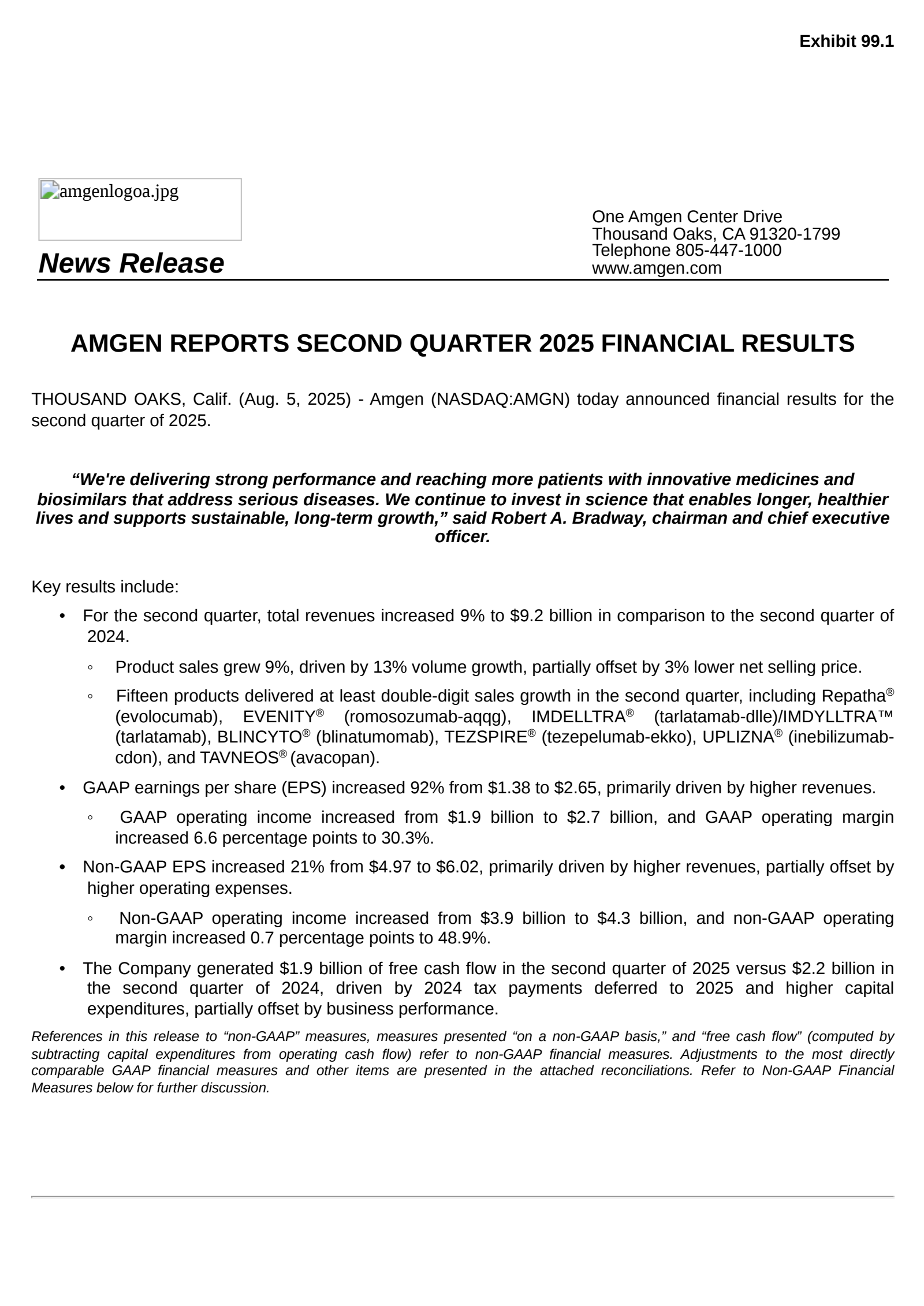Amgen's Q2 2025 Press Release
