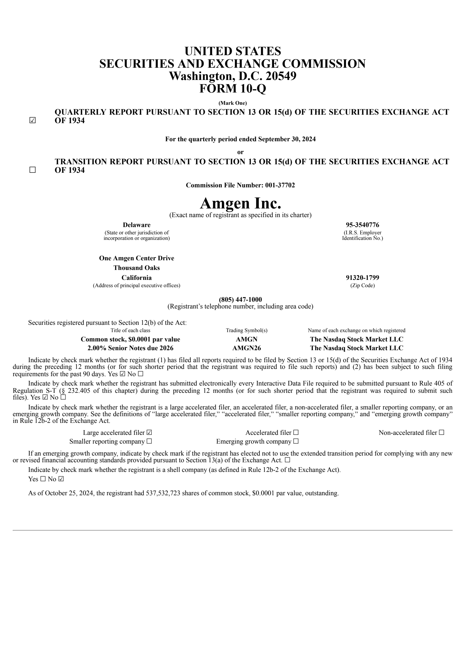 Amgen's Q3 2024 Quarterly Report