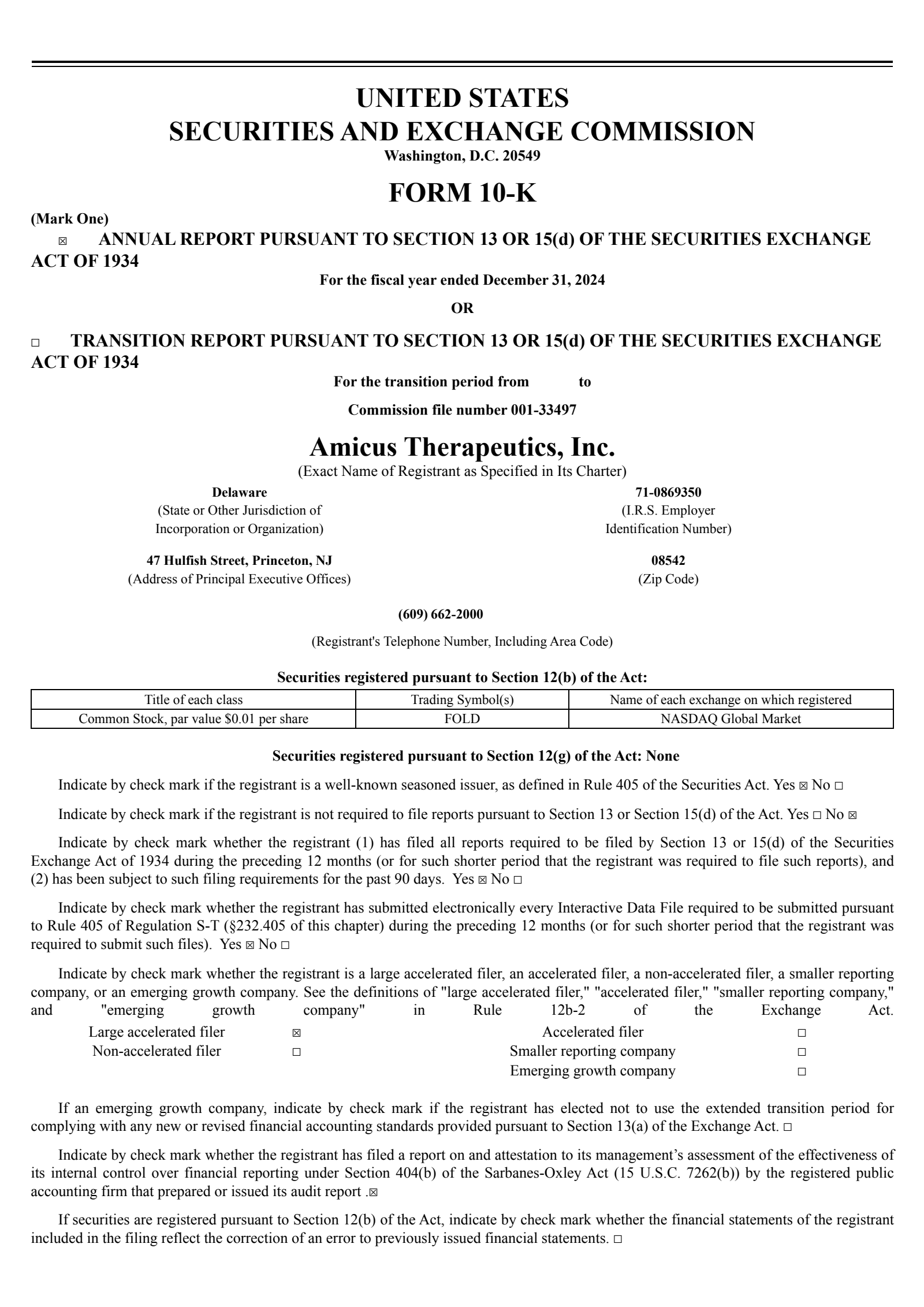 Amicus Therapeutics' Q4 2024 Annual report