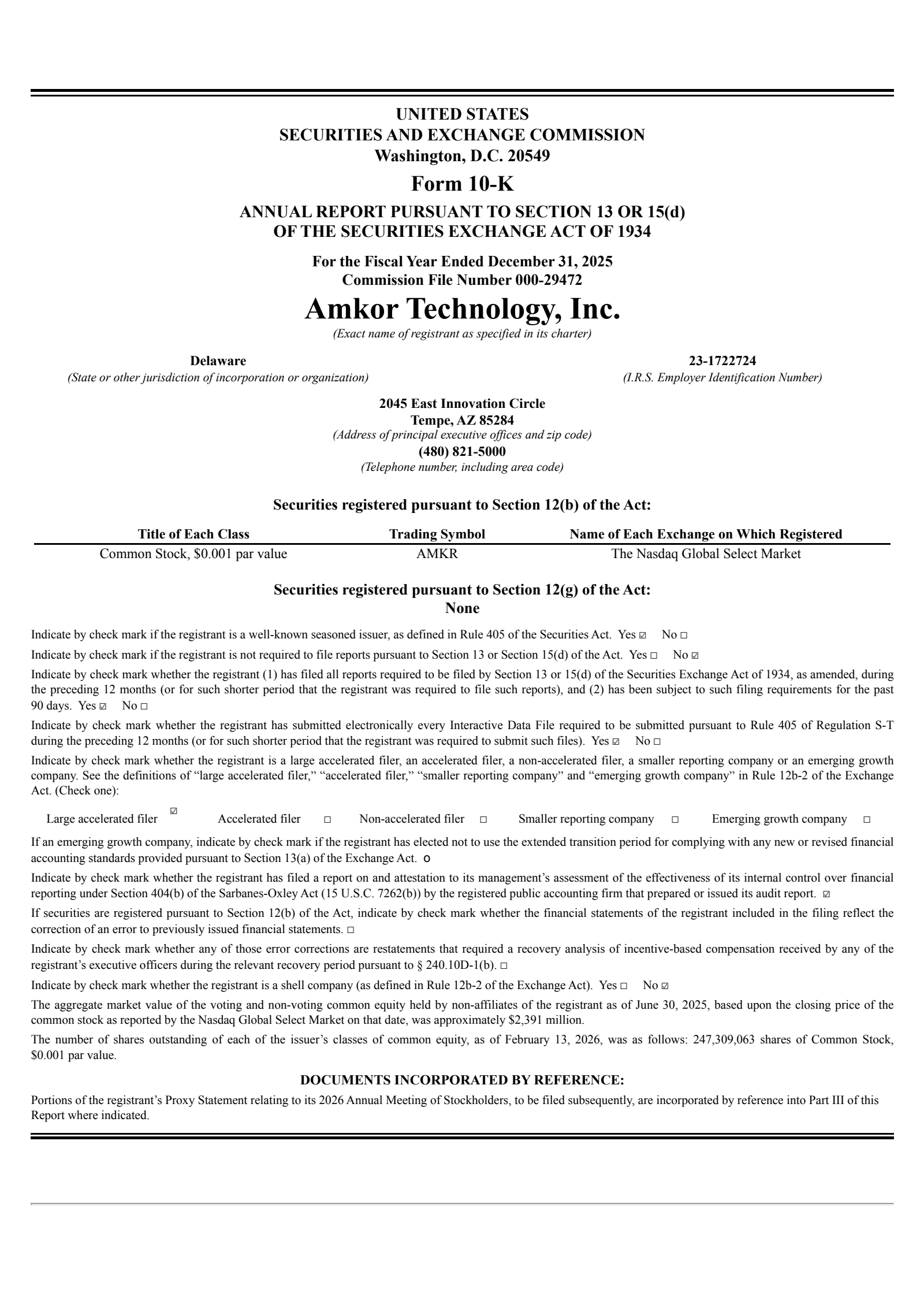 Amkor Technology's Q4 2025 Annual report