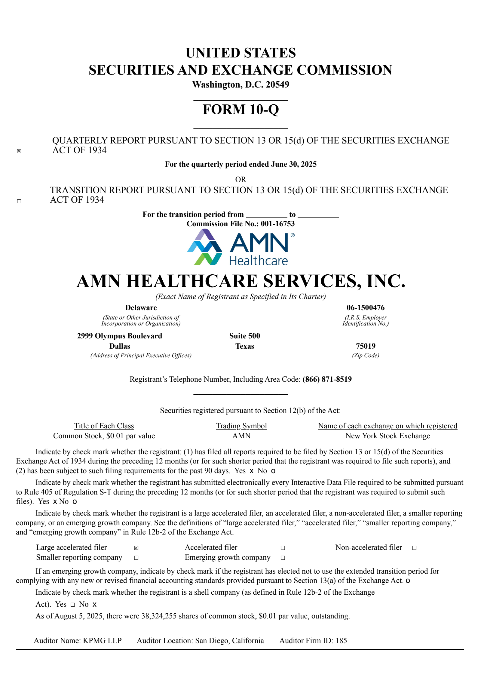 AMN Healthcare Services' Q2 2025 Quarterly report