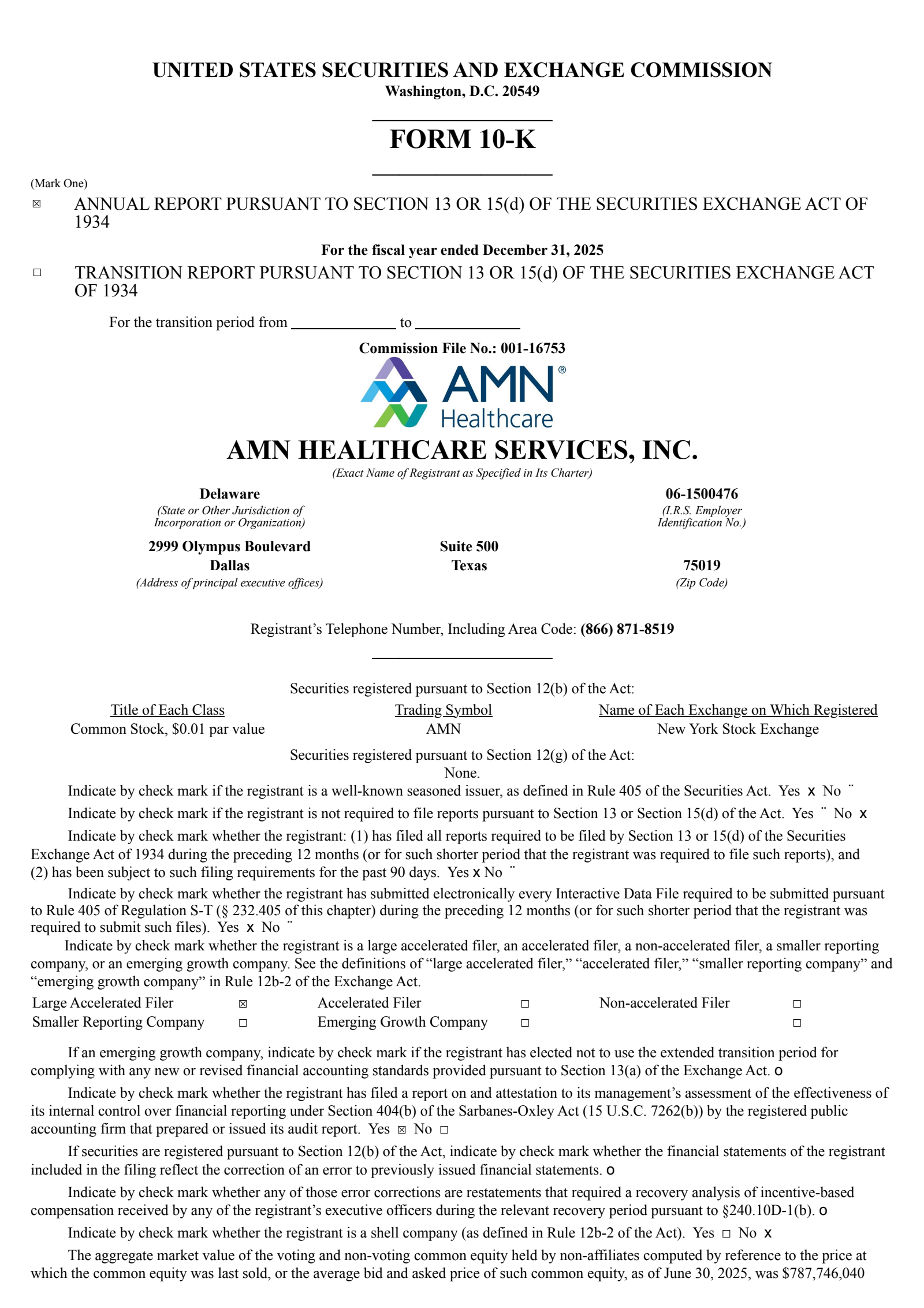 AMN Healthcare Services' Q4 2025 Annual report