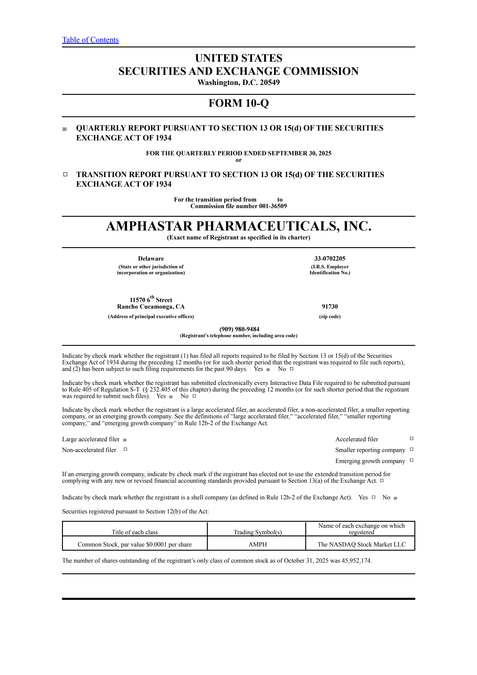 Amphastar Pharmaceuticals' Q3 2025 Quarterly Report
