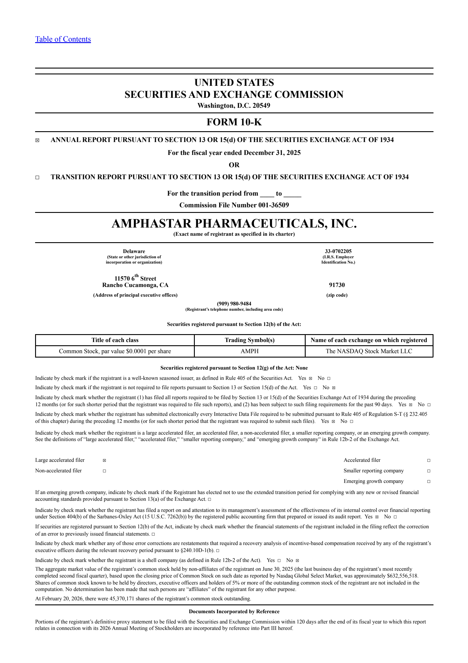 Amphastar Pharmaceuticals' Q4 2025 Annual report