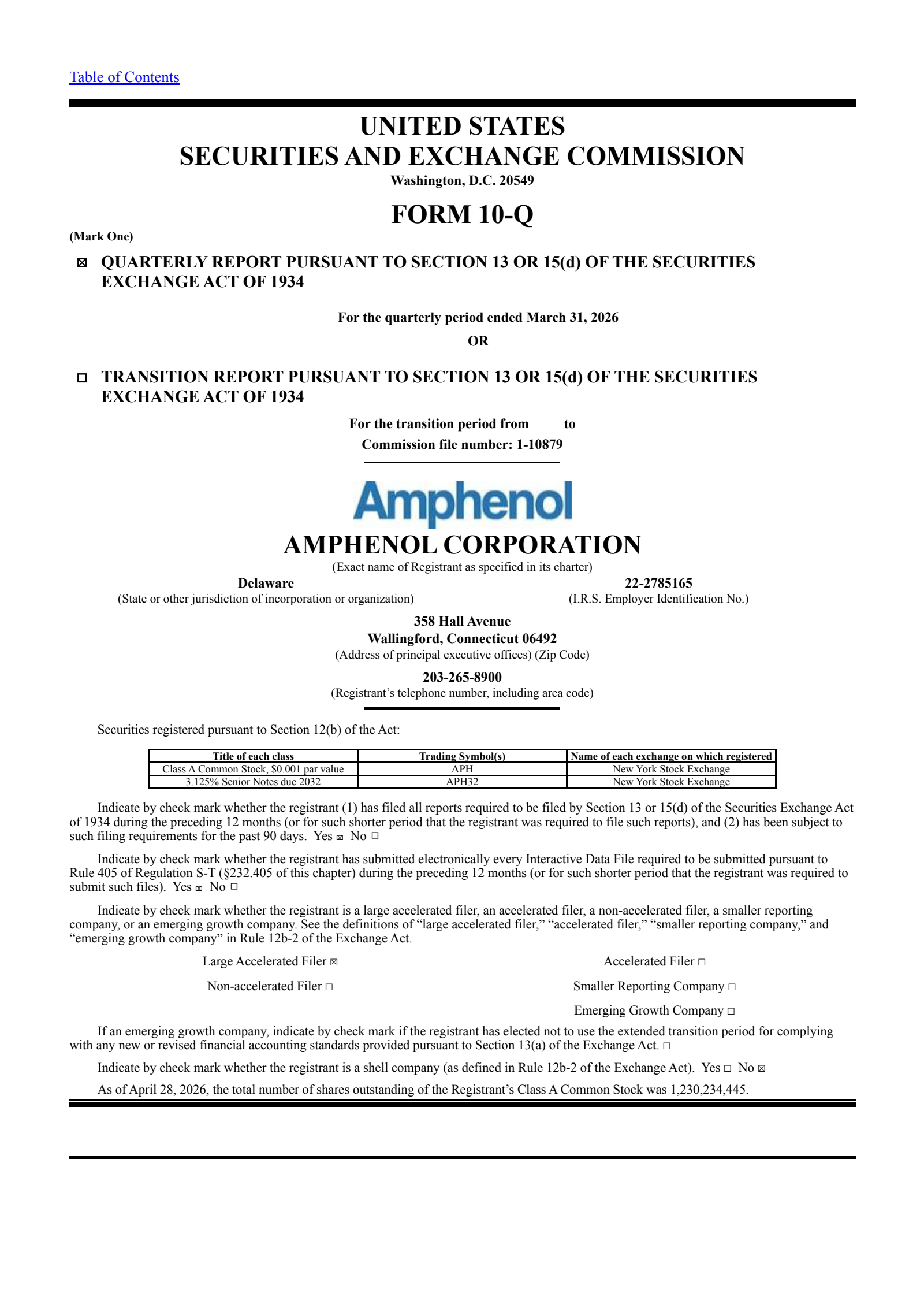Amphenol's Q1 2026 Quarterly report