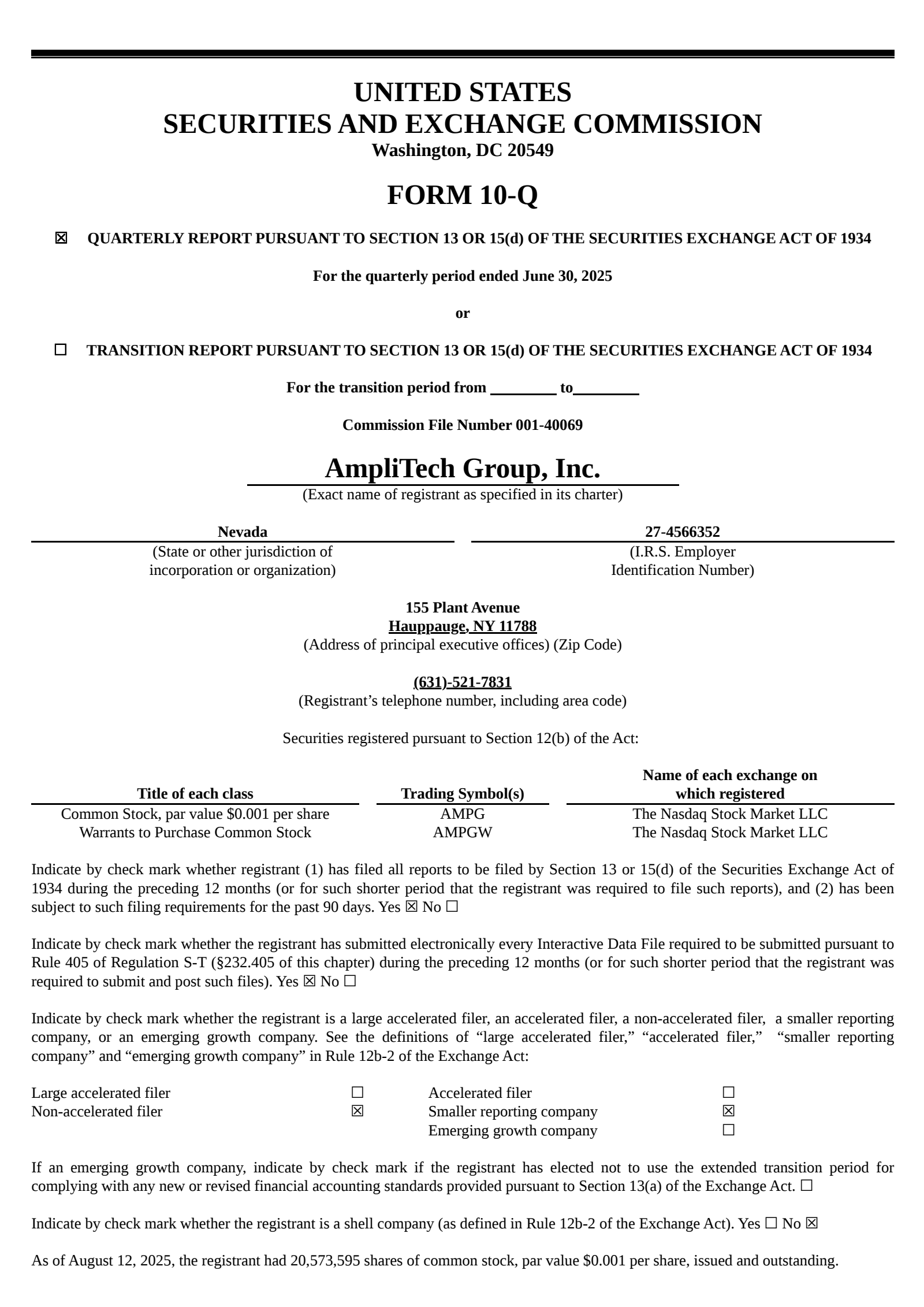 AmpliTech Group's Q2 2025 Quarterly report