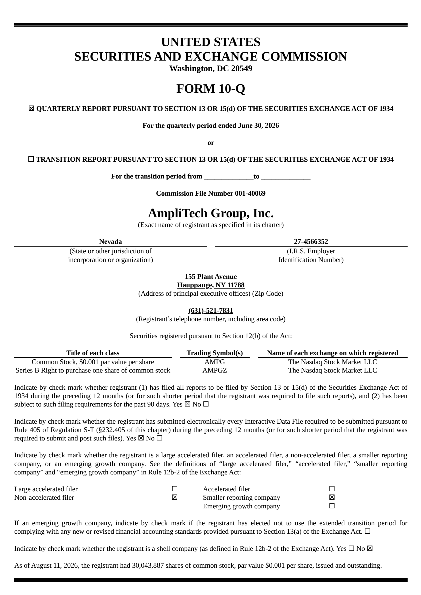 AmpliTech Group's Q2 2026 Quarterly report