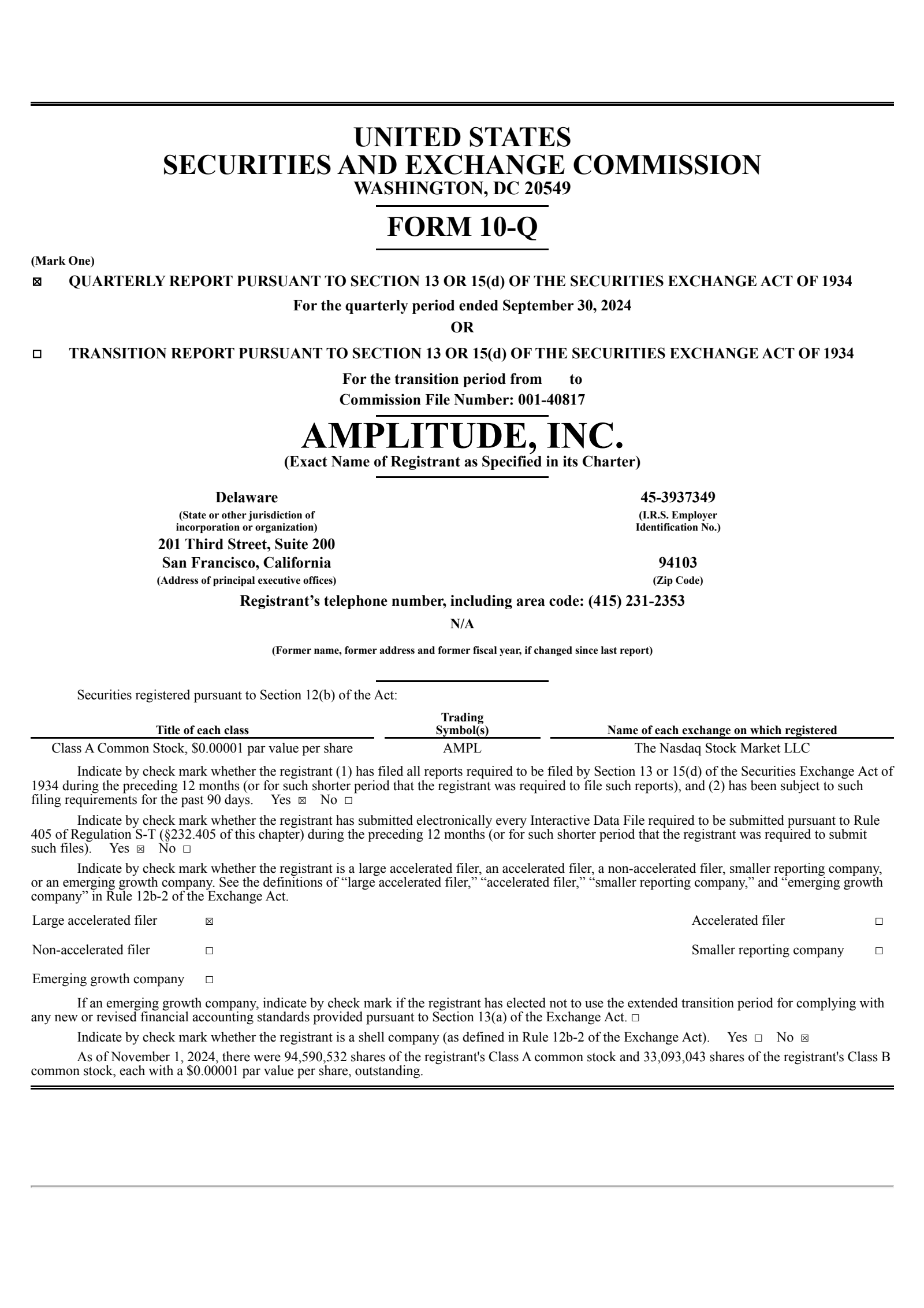 Amplitude's Q3 2024 Quarterly report