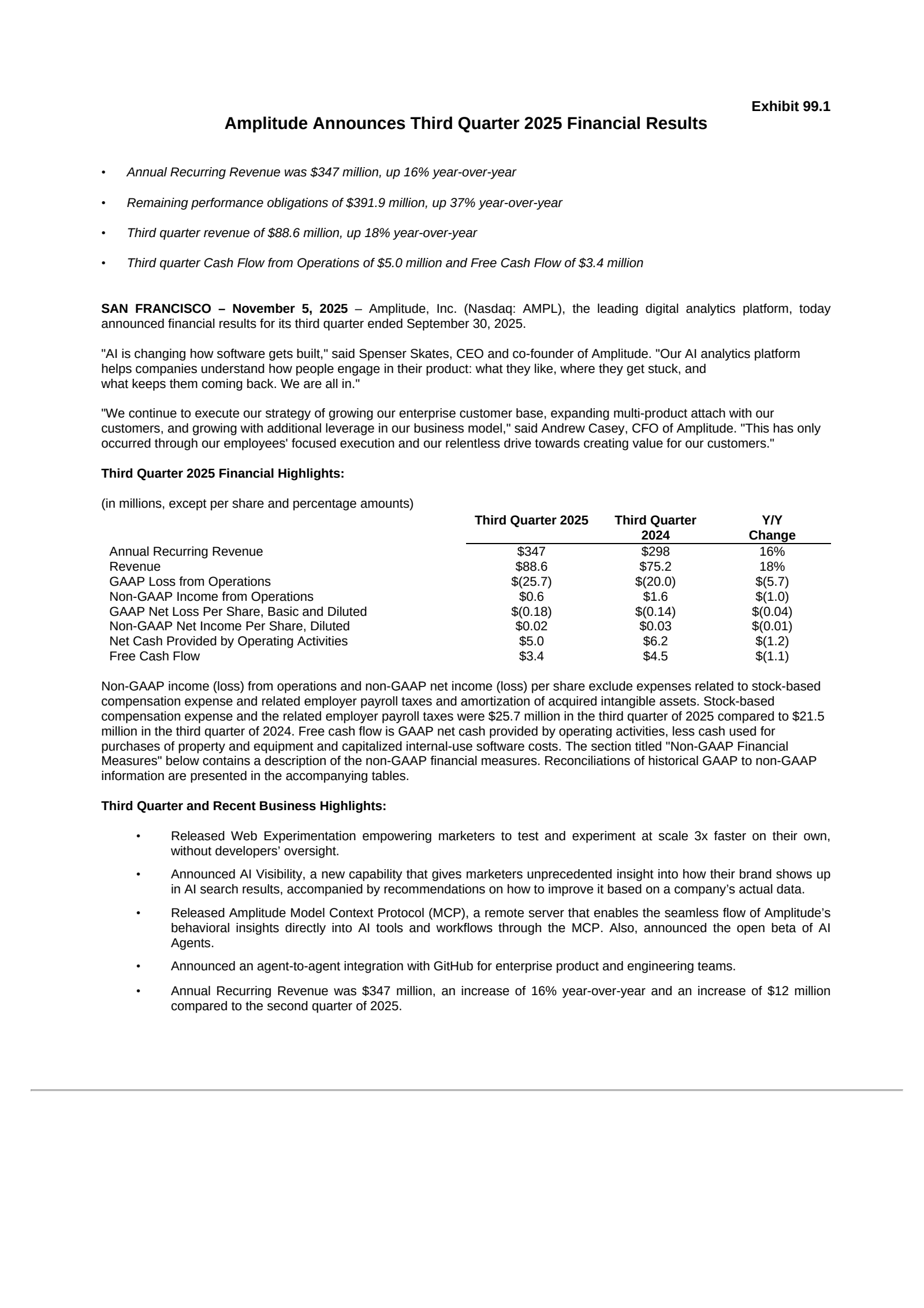 Amplitude's Q3 2025 Earnings Release