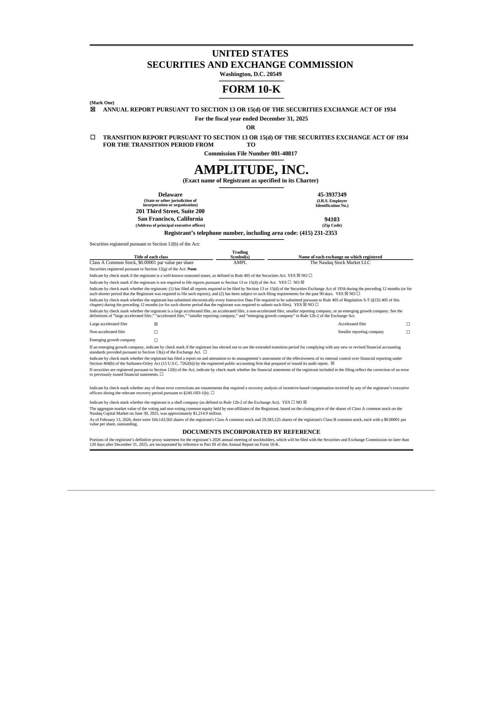 Amplitude's Q4 2025 Annual report