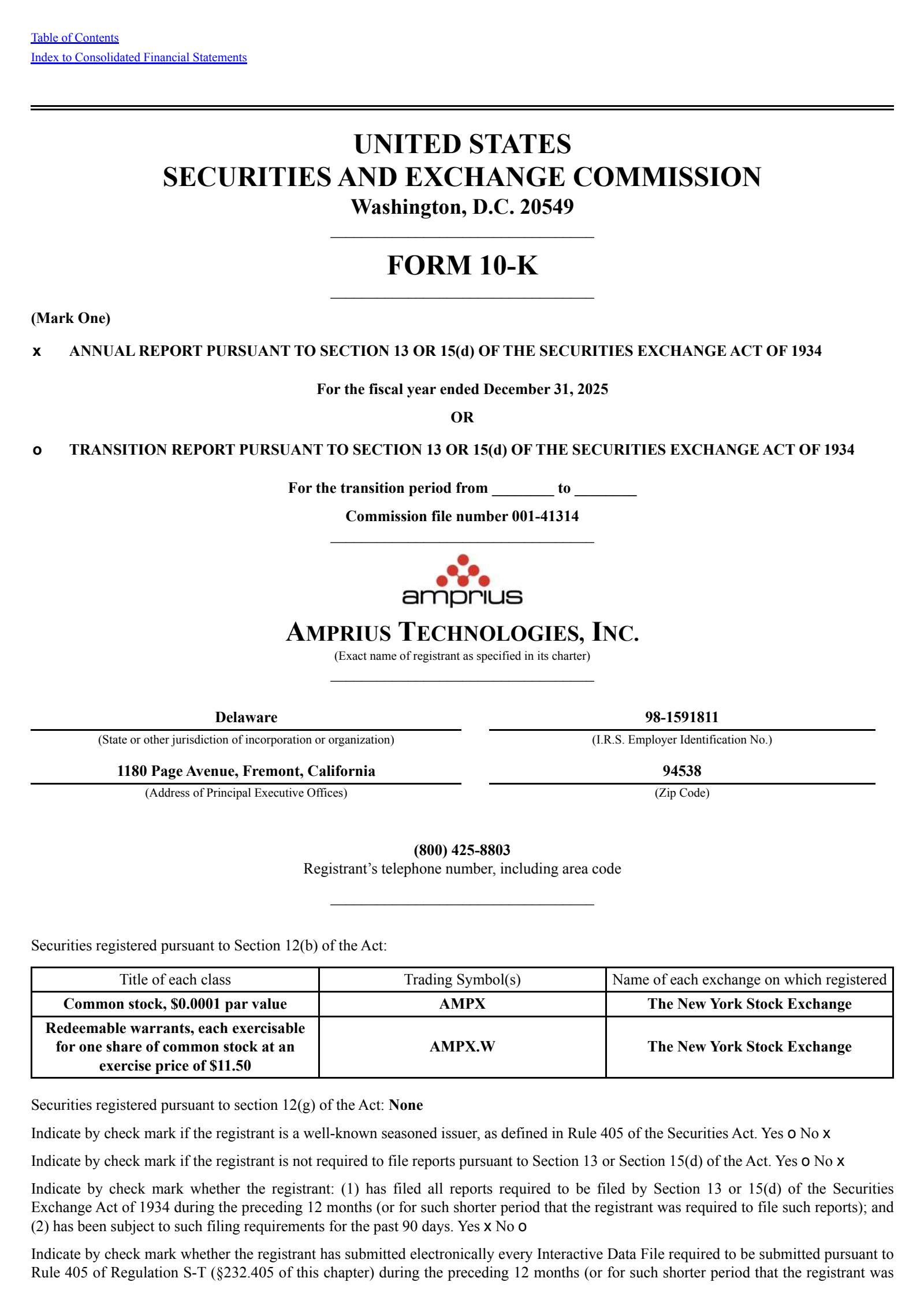 Amprius Technologies' Q4 2025 Annual report