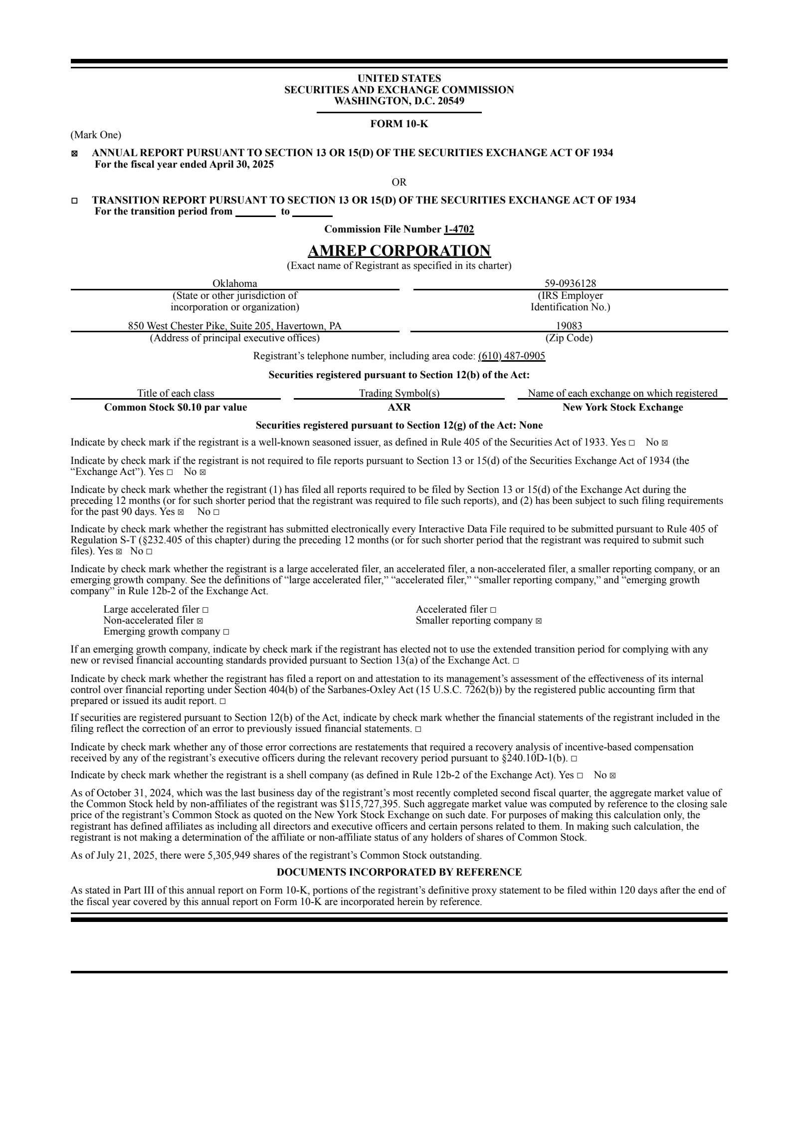 AMREP's Q4 2025 Annual report
